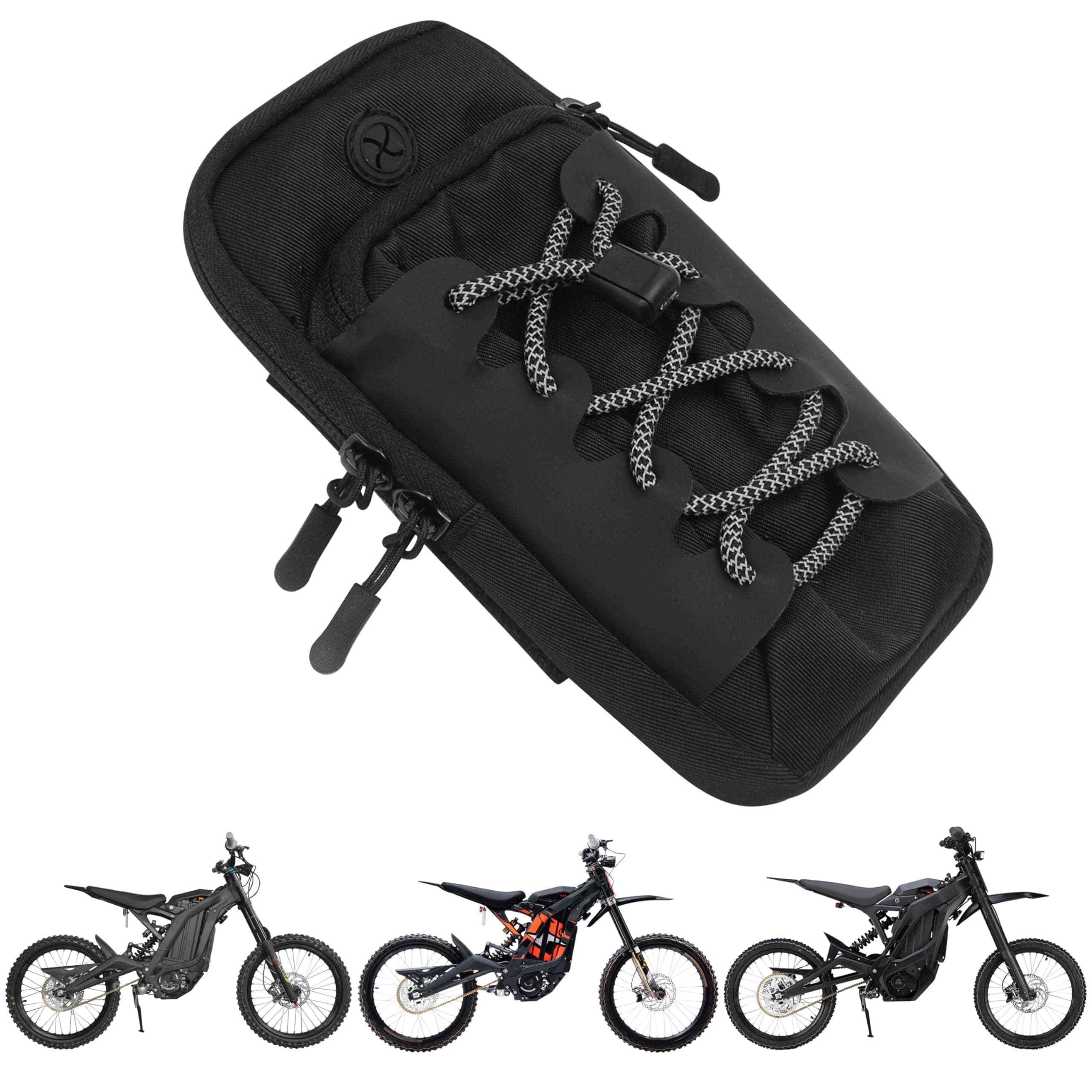 Marsrut Phone Bag for Ebike, Pouch Fits for Surron Light Bee/Talaria/X160/X260/E Ride Pro/Surron Ultra Bee EDirt Bike, Motorcycle Front Battery Frame Cover Storage Bag for Electric Dirt Bikes (Black)