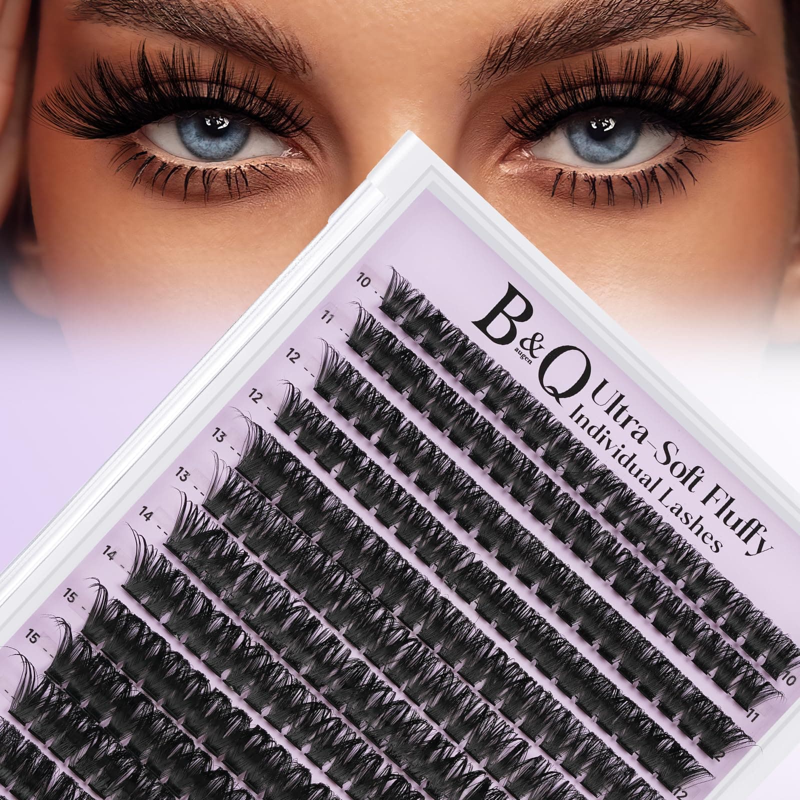 B&Q Fluffy Lash Clusters Soft Eyelash Cluster Wispy Lash Clusteres Volume Lashes Clusters Dramatic Long - Wearing Cluster Lashs D Curl Eyelash Clusteres Elegant Lashs Clusteres for Daily & Party（80D）