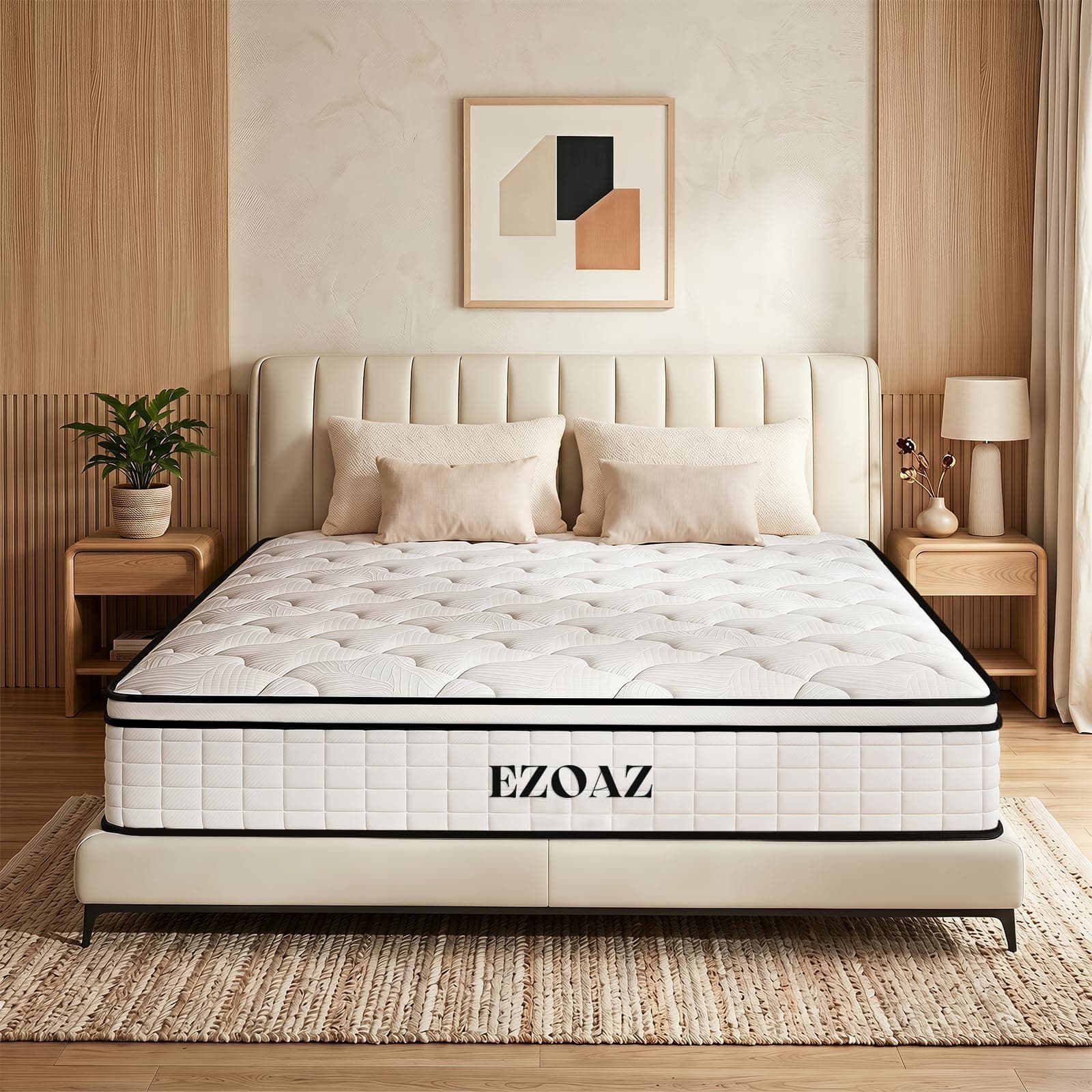 EZOAZ 10 Inch Queen Hybrid Mattress, Cooling Gel Memory Foam & Motion Isolatin Pocket Springs, Medium Firm Support for Back Pain Relief, Motion Isolation, Oeko-TEX, Mattress in a Box, 30-Night Trial