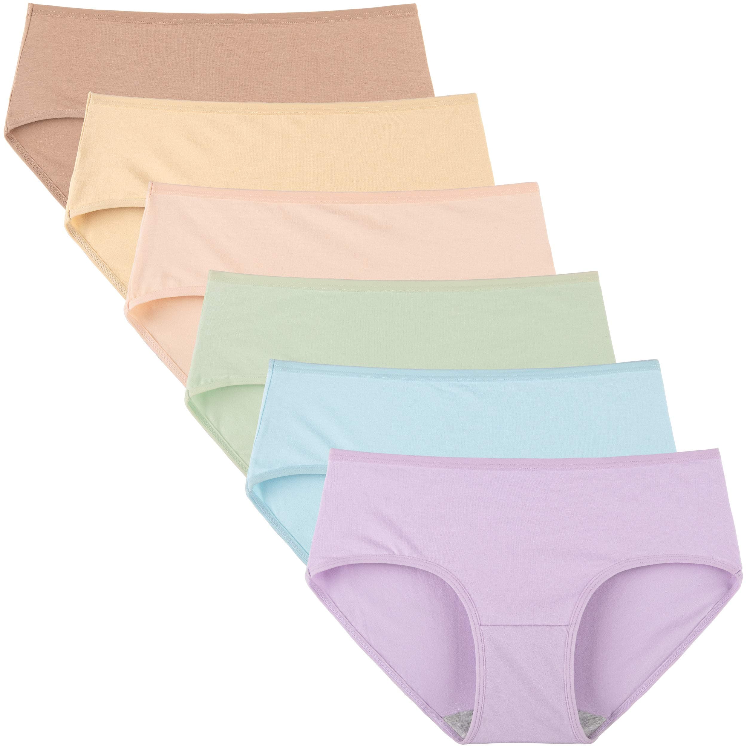 INNERSY Womens Underwear Cotton Hipster Panties Regular & Plus Size 6-Pack(Small,Bright Basics)
