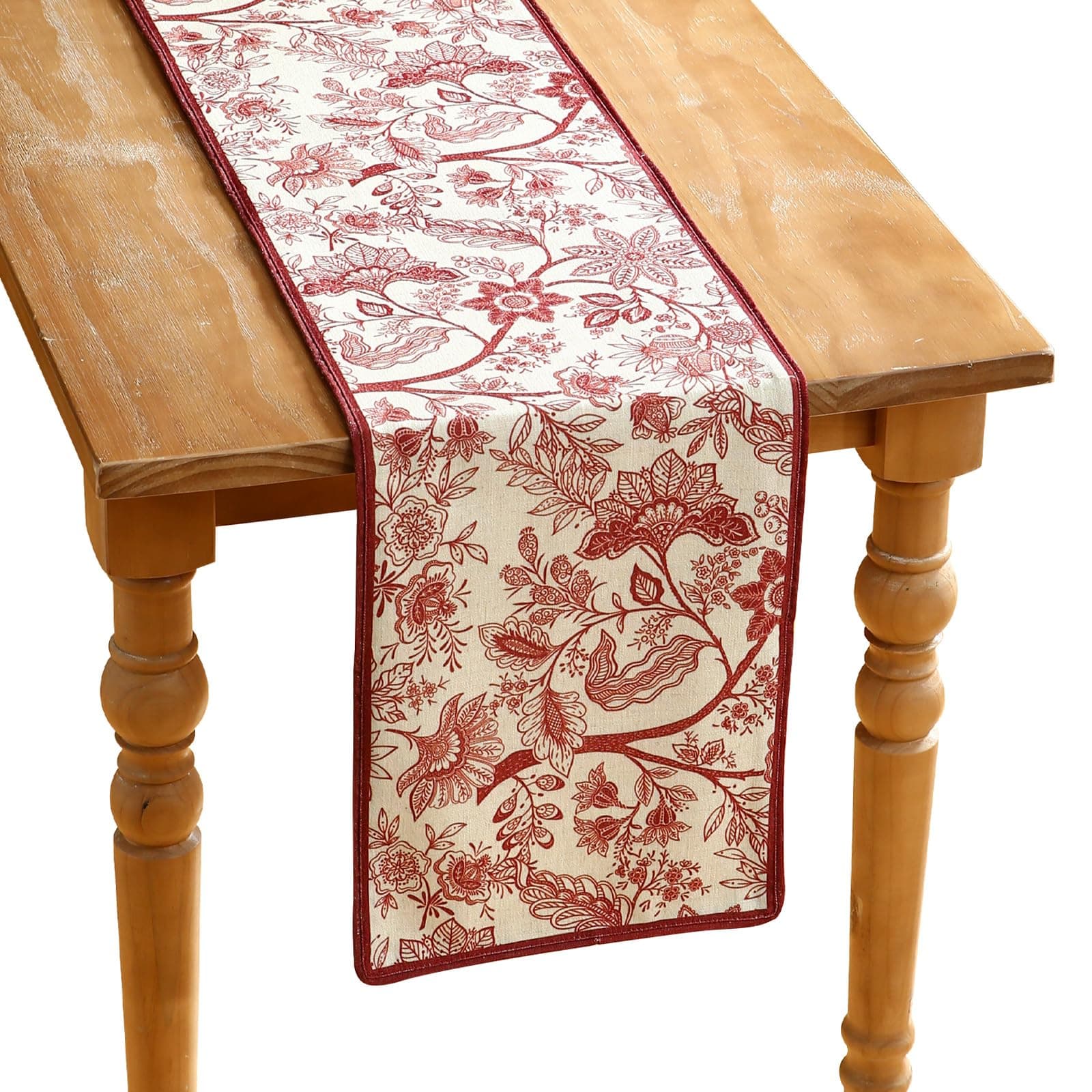 ISAENNE Designer Vintage Linen Table Runner,87"x12"-Ruyi A