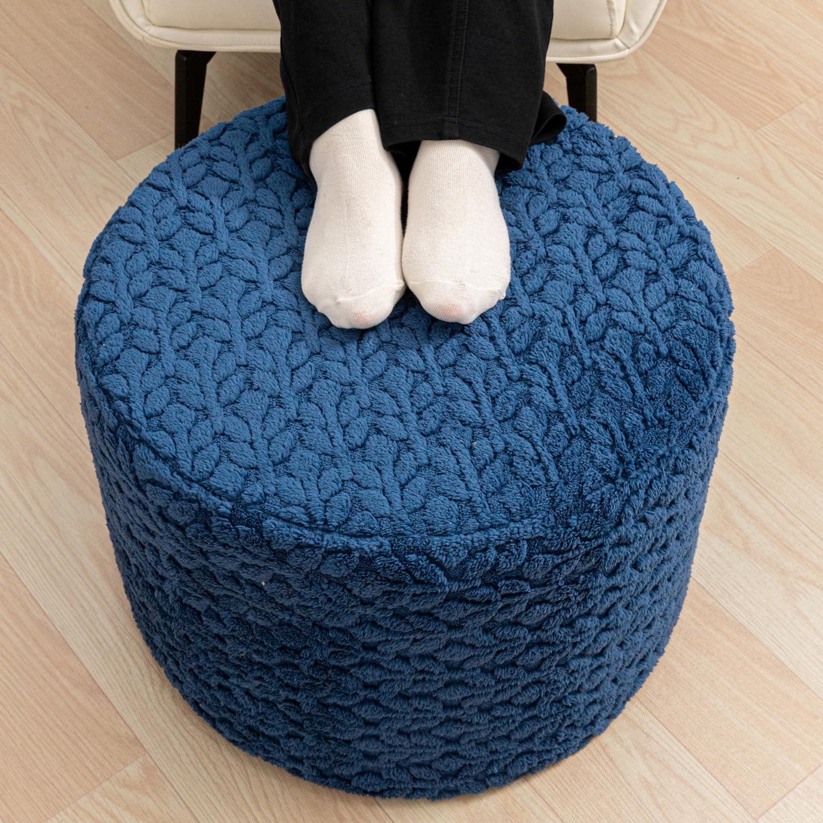 Poofieotto Pouf Ottoman Footstool 20x14In Couch Ottoman Footrest Royal Blue