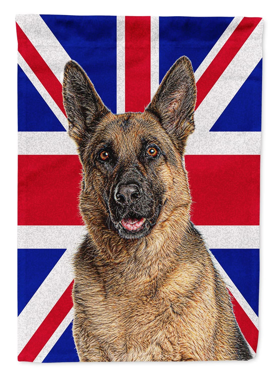 Caroline's Treasures KJ1166CHF German Shepherd with English Union Jack British Canvas House Flag