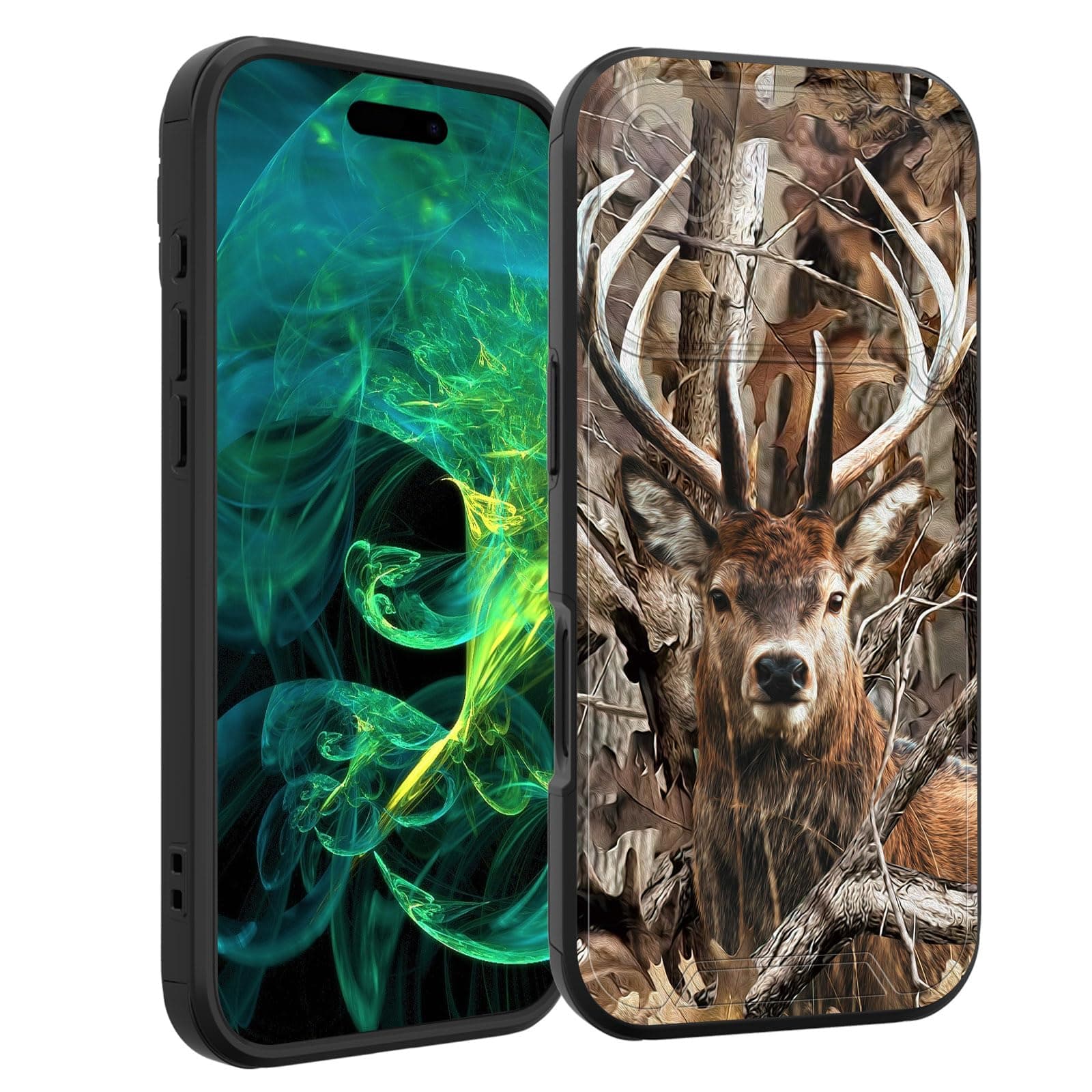 smauncucn for iPhone 17 Pro Max Case with Slide Camera Cover,Heavy Duty Dual Layer Hybrid Shock Proof Protective Rugged Bumper Case for iPhone 17 Pro Max 6.9" 2025,Camo Forest Deer