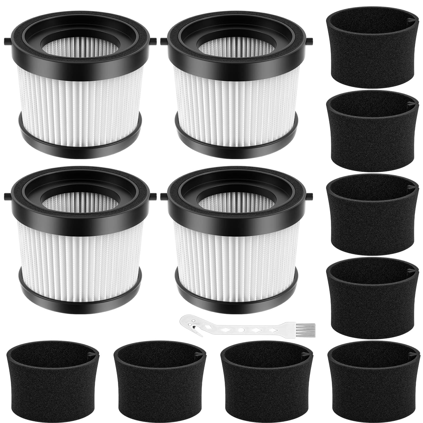 WILERDA DCV501HB Filter, kompatibel mit Dewalt 20 V Staubsauger kabellosem Handstaubsauger DCV501HB, mit 8 Schaumstoffhülsenfiltern und 1 Bürste, Teilenummer DCV5011H, 4 Stück