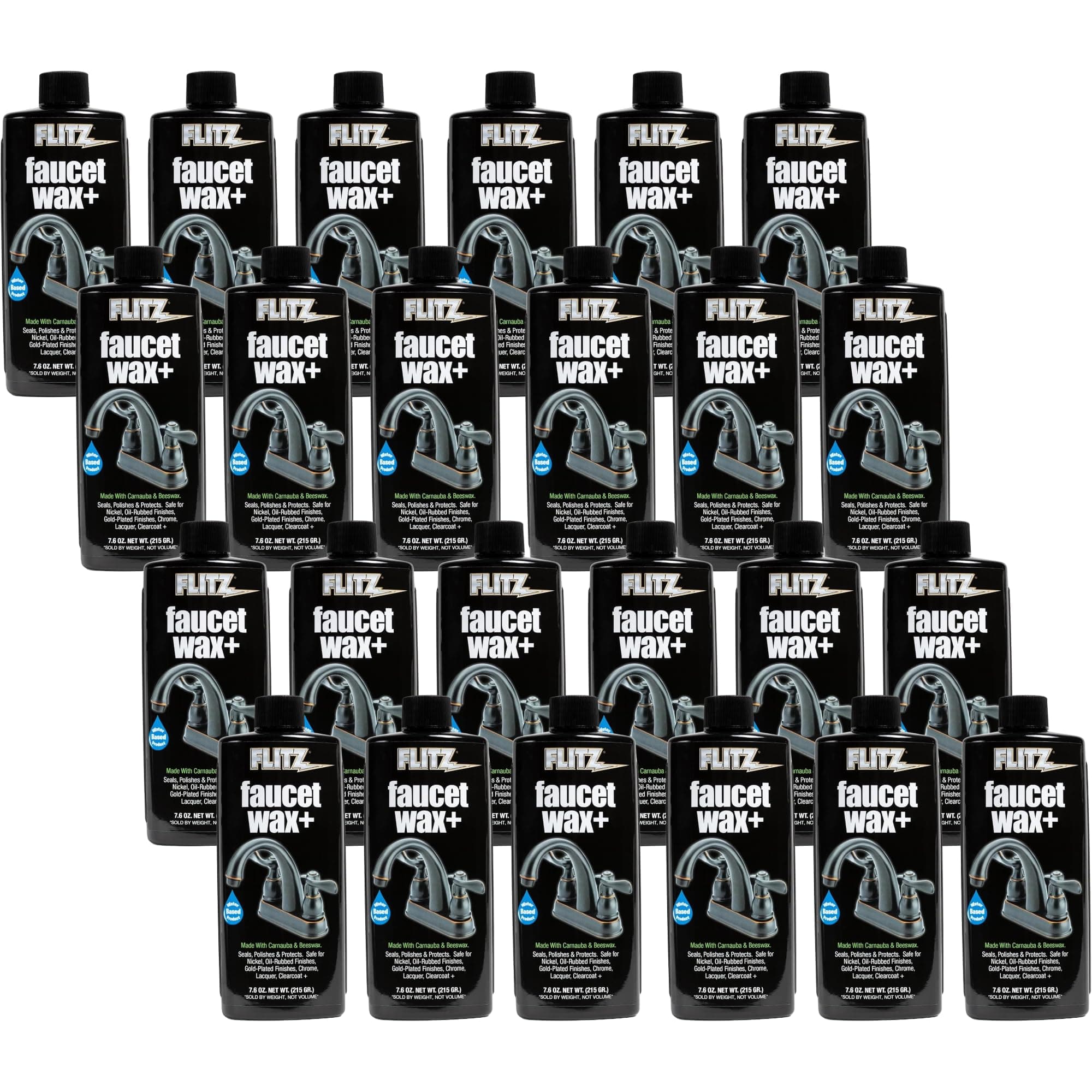 Flitz PW 02685-24A-24PK Faucet Wax Plus, 7.6-Ounce Bottle, 24-Pack