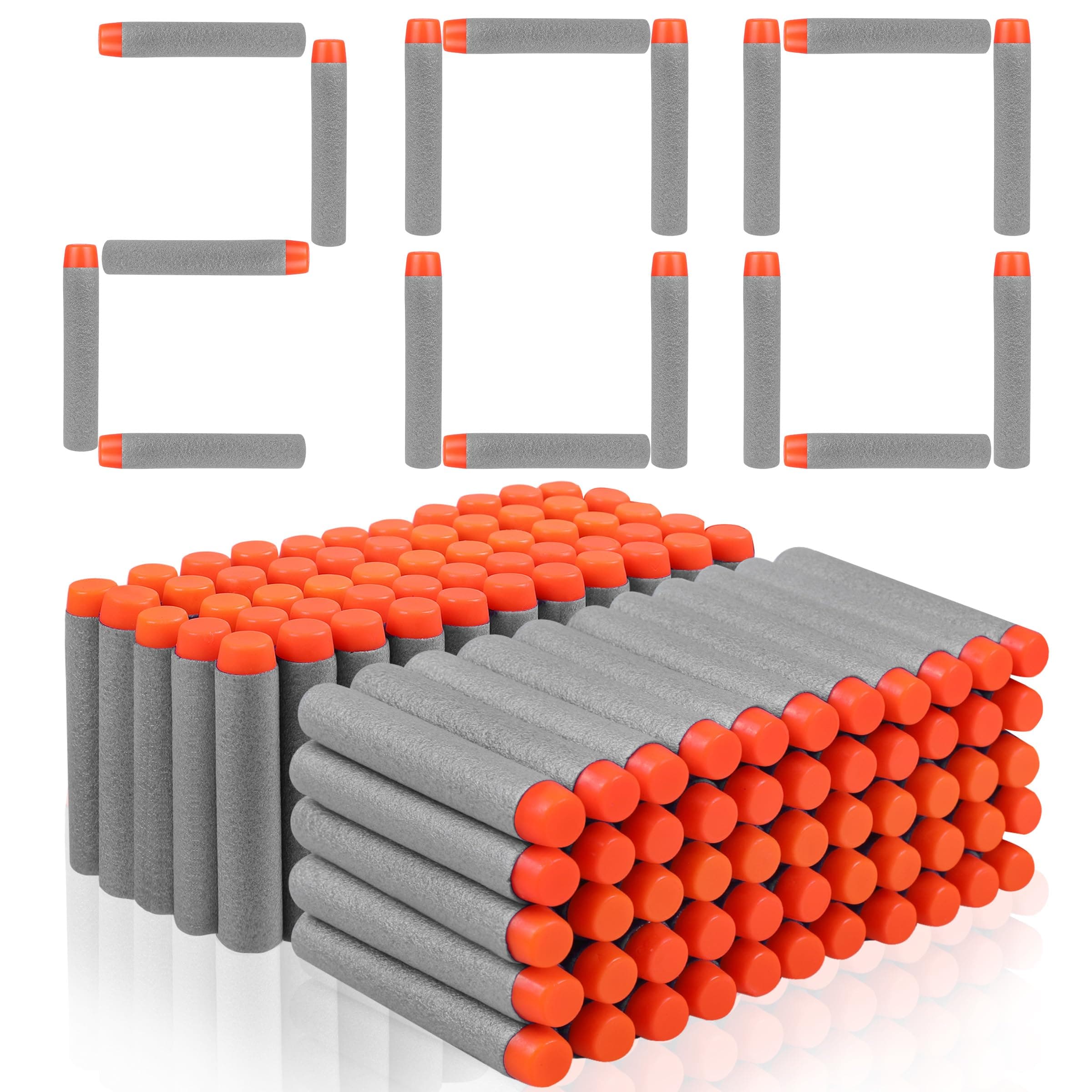 VCOSTORE Foam Bullets, 200 Refill Bullets for Nerf N-Strike Elite Darts Refill, EVA Non-Toxic Material, Firm and Safe, Light Gray, 200 Pcs