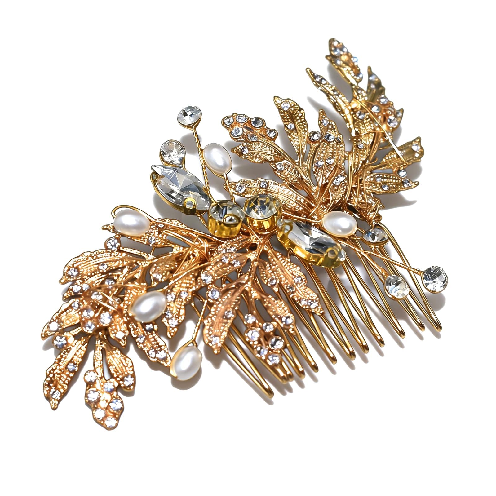YKEBVPW Bridal Hair Comb Rhinestone Pearl Headpiece Decorative Jewelry Piece for Women Bride Clips Gold Combs Accessory Pins Elegant Wedding Hair Accessories Side Clip