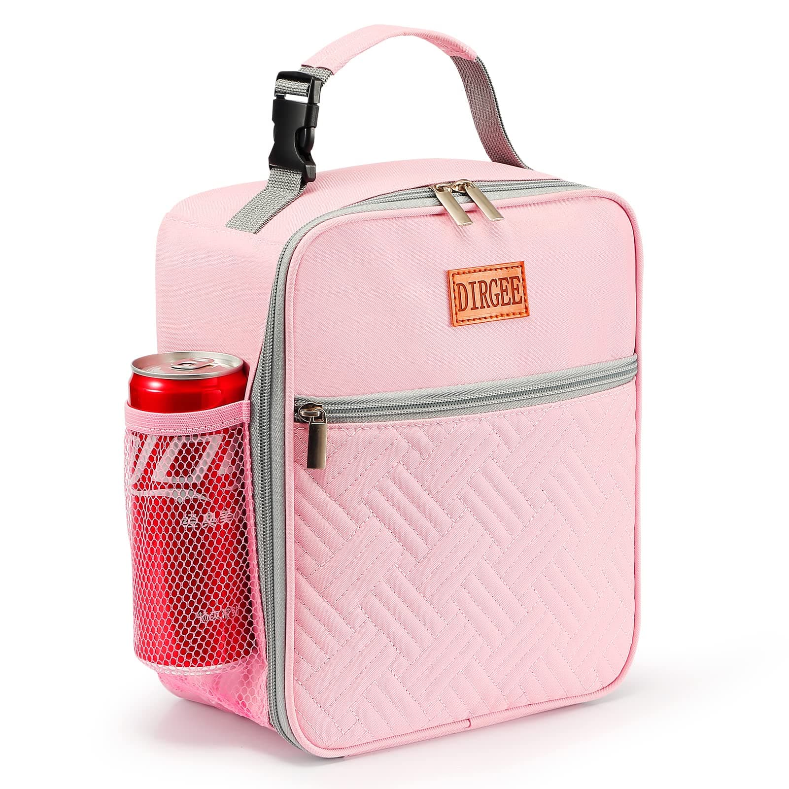 DIRGEE Lunch Bag for Women Insulated Lunch Bag For Men Adults Small Lunch Bag for Office Work - Leakproof Freezable Cooler Bag Reusable Portable Lunch Box (Pink)