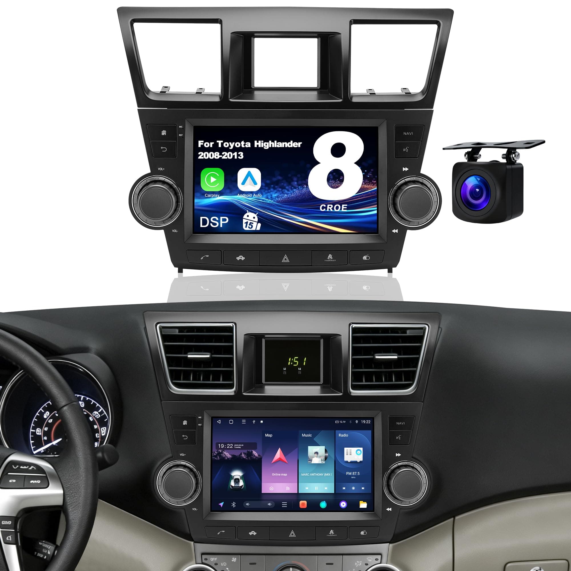 6GB RAM & 1GB ROM Plug & Play for 2008-2013 Toyota Highlander Radio (OEM)