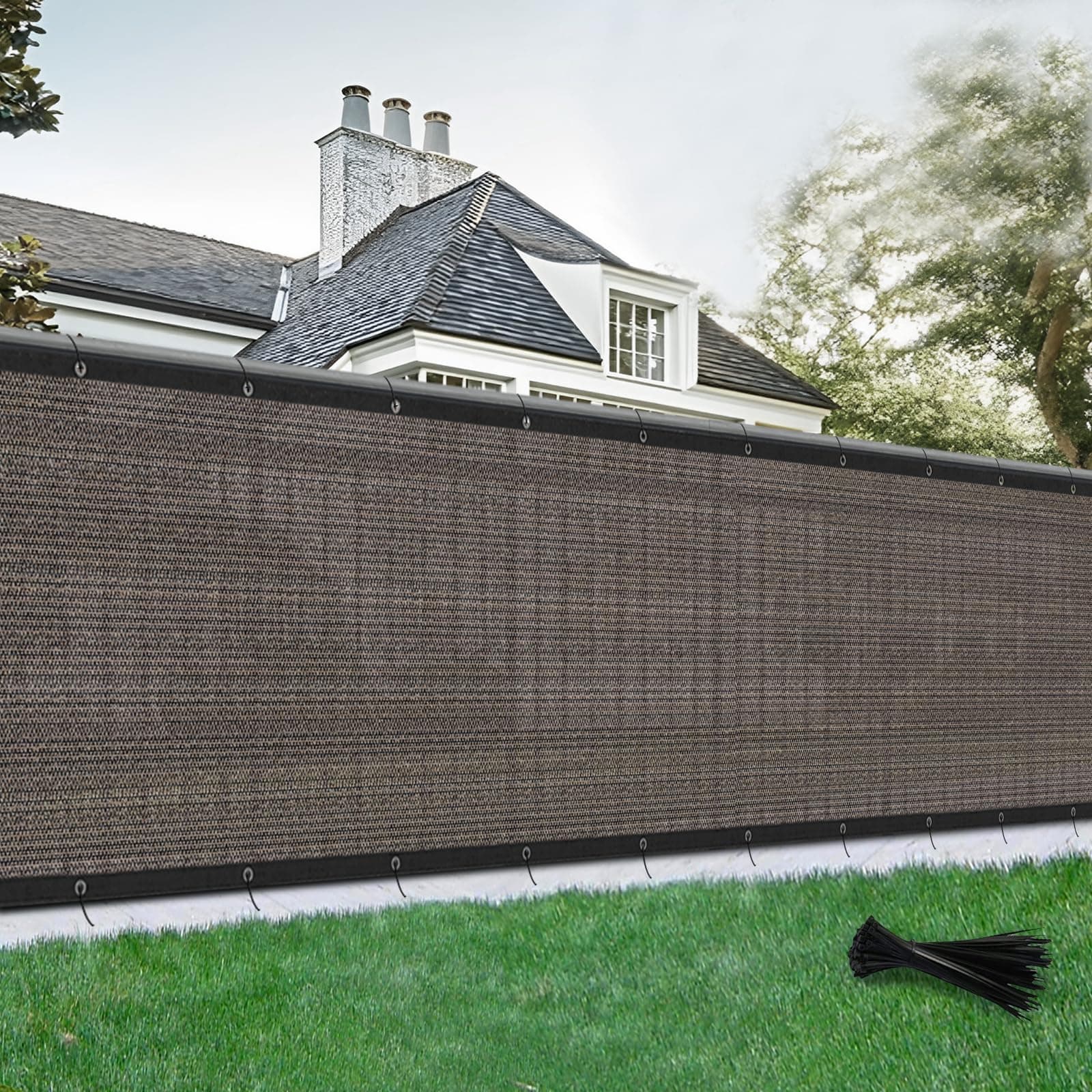 SUNLAX Privacy Fence Screen 3/4/5/6/8FT Heavy Duty Mesh Fence Net Cover with Grommets for Patio Porch Pool Backyard Outdoor, 6x50FT Brown