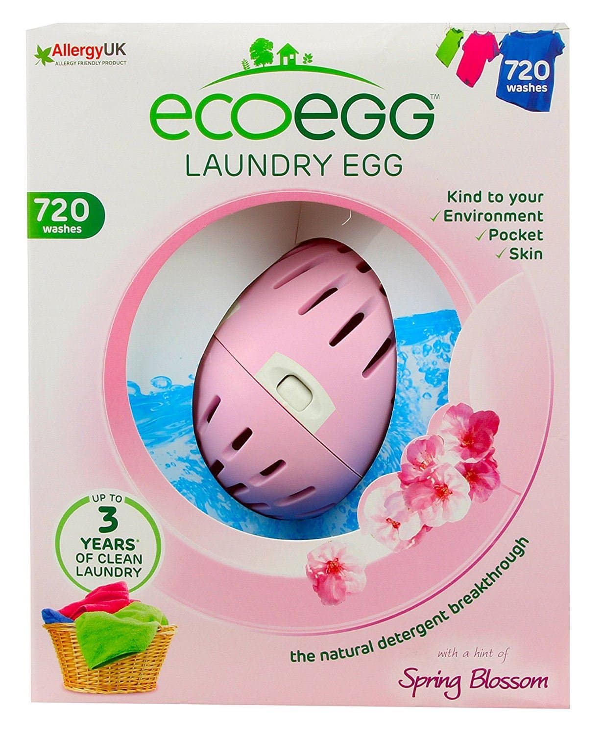 Ecoegg - Ovetto da bucato Ecologico con Sfere minerali all'Interno, Durevole per 720 lavaggi, profumato ai Fiori di Primavera