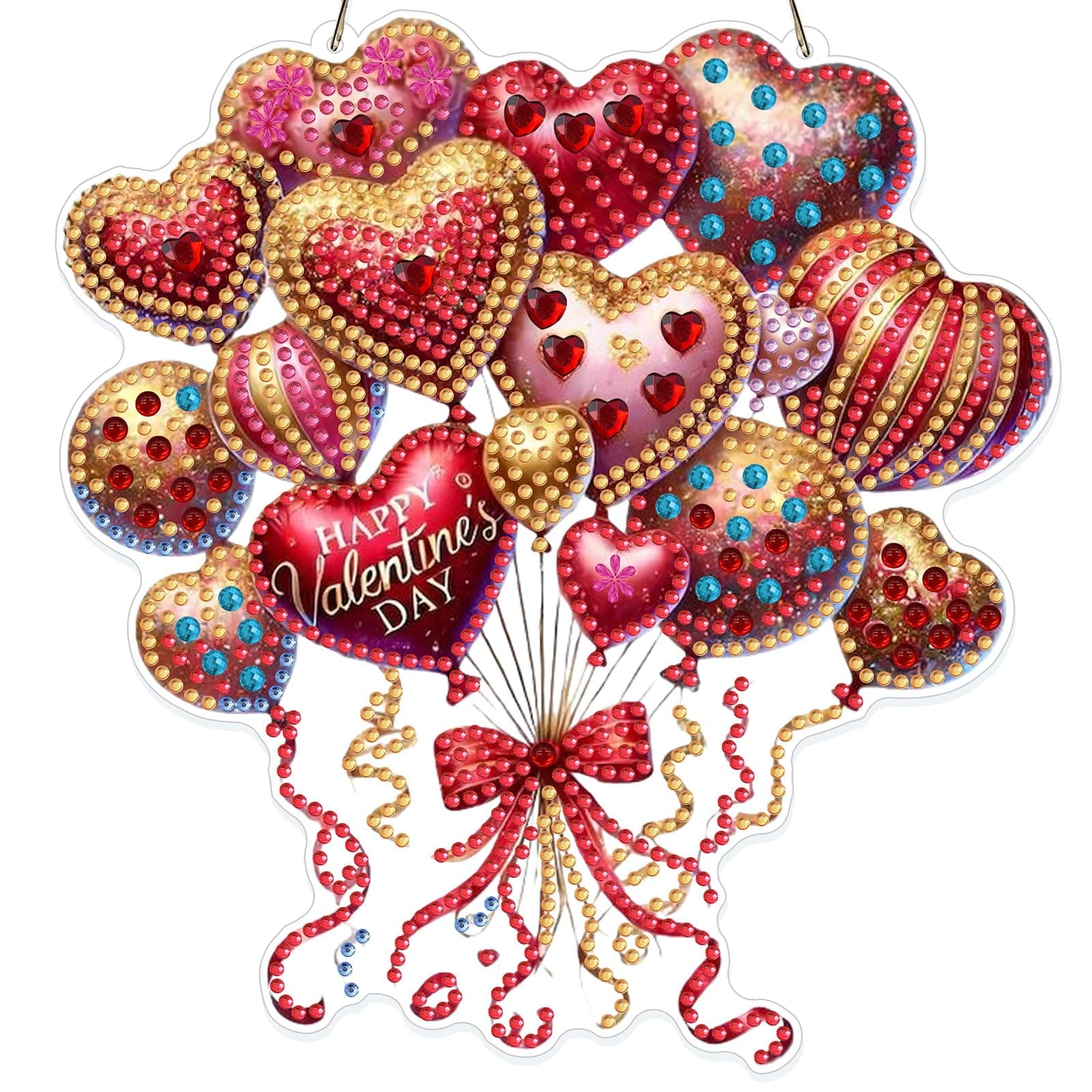 NAIMOER Heart-Shaped Balloon Diamond Art Hanging Kit for Adults, DIY Double Sided Diamond Painting Hanging Valentines Kits