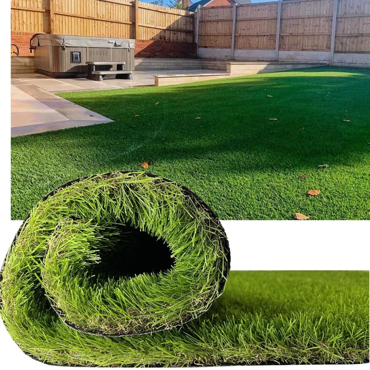 Petgrow Luxurious Artificial Grass Realistic Turf 2 X 11 Feet,1.57 Inch Pile Height Ultrathick Indoor/Outdoor Dog Fake Faux Grass,Synthetic Grass Rug Garden Landscape Patio,Drainage Holes