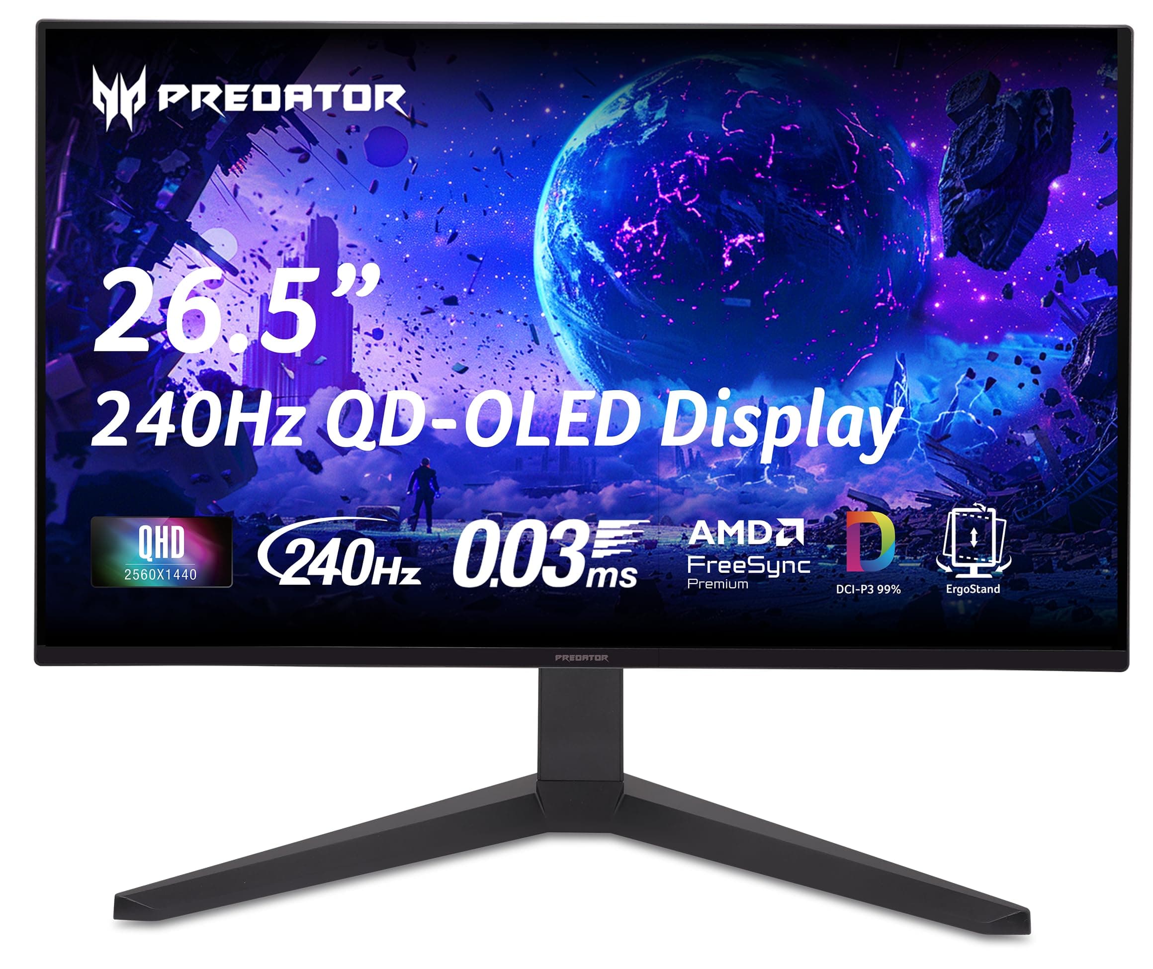 Acer Predator 26.5in QHD 2560x1440 QD-OLED 240Hz Gaming Monitor X27U W1