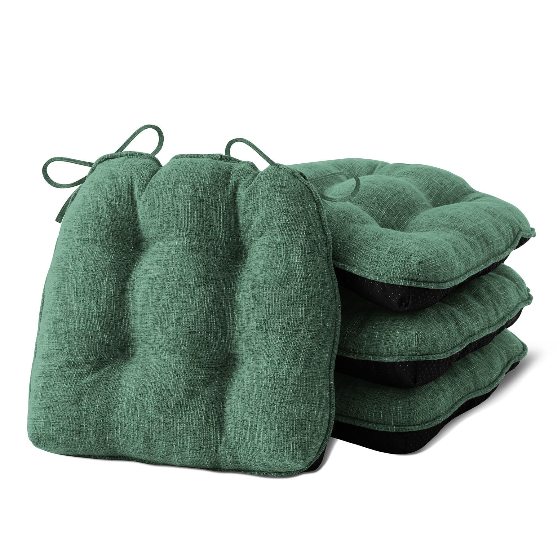 IPYNBAP Chair Cushions for Dining Chairs Set of 4, Kitchen Chair Cushions, Chair Pads with Ties Non Slip Backing, Christmas Room Decor, Tufted Memory Foam Seat Cushion 4 Pack, 18"x18"x4", Dark Green