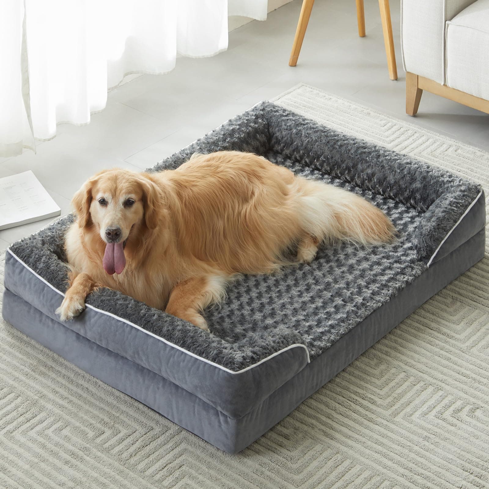 WNPETHOME Orthopedic Washable XL Dog Bed for Senior Dog Cozy Sleep