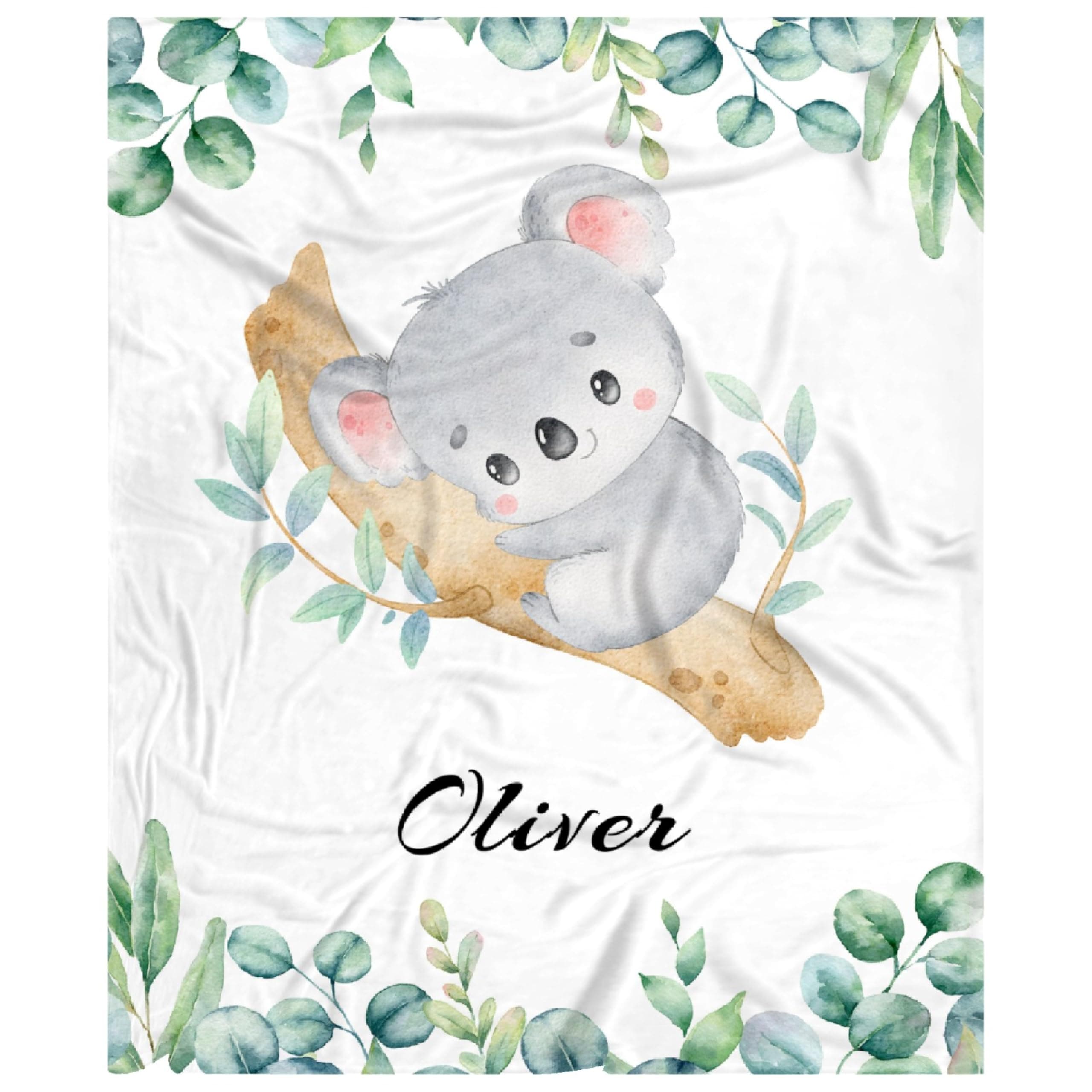 Personalized Baby Blanket for Girls Toddlers Infant Newborn Boys- Custom Koalas Gifts with Name Text - 40 x 30 Inch Super Soft Plush Flannel Throw Sheets Decor for Baby Shower Crib Nap Birthday