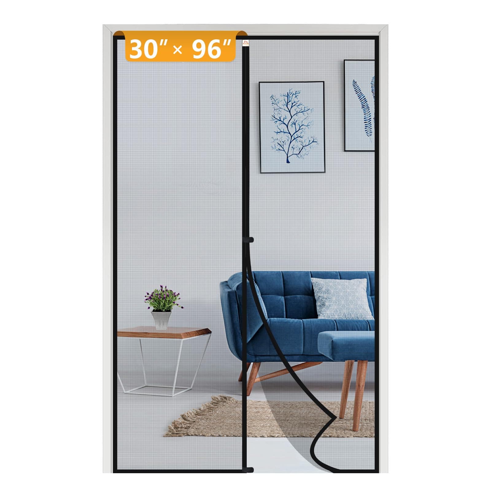 Yotache Screen Doors with Magnets Fits Door Size 30 x 96, Screen Size 32" x 97" Heavy Duty Screen Door Enjoy Fresh Air Black