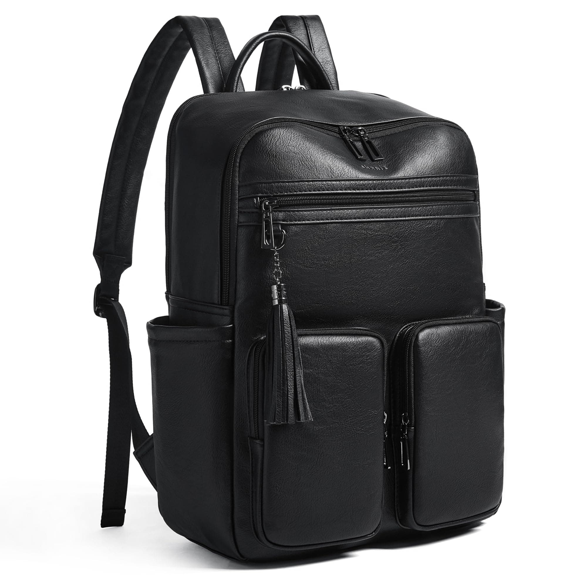 Shrrie Laptop Backpack for Women 16 Inch,Vegan Leather Travel Backpack Purse Work Business Computer Backpacks Teacher Nurse College Laptop Bookbag Casual Daypack,Two-toned Black