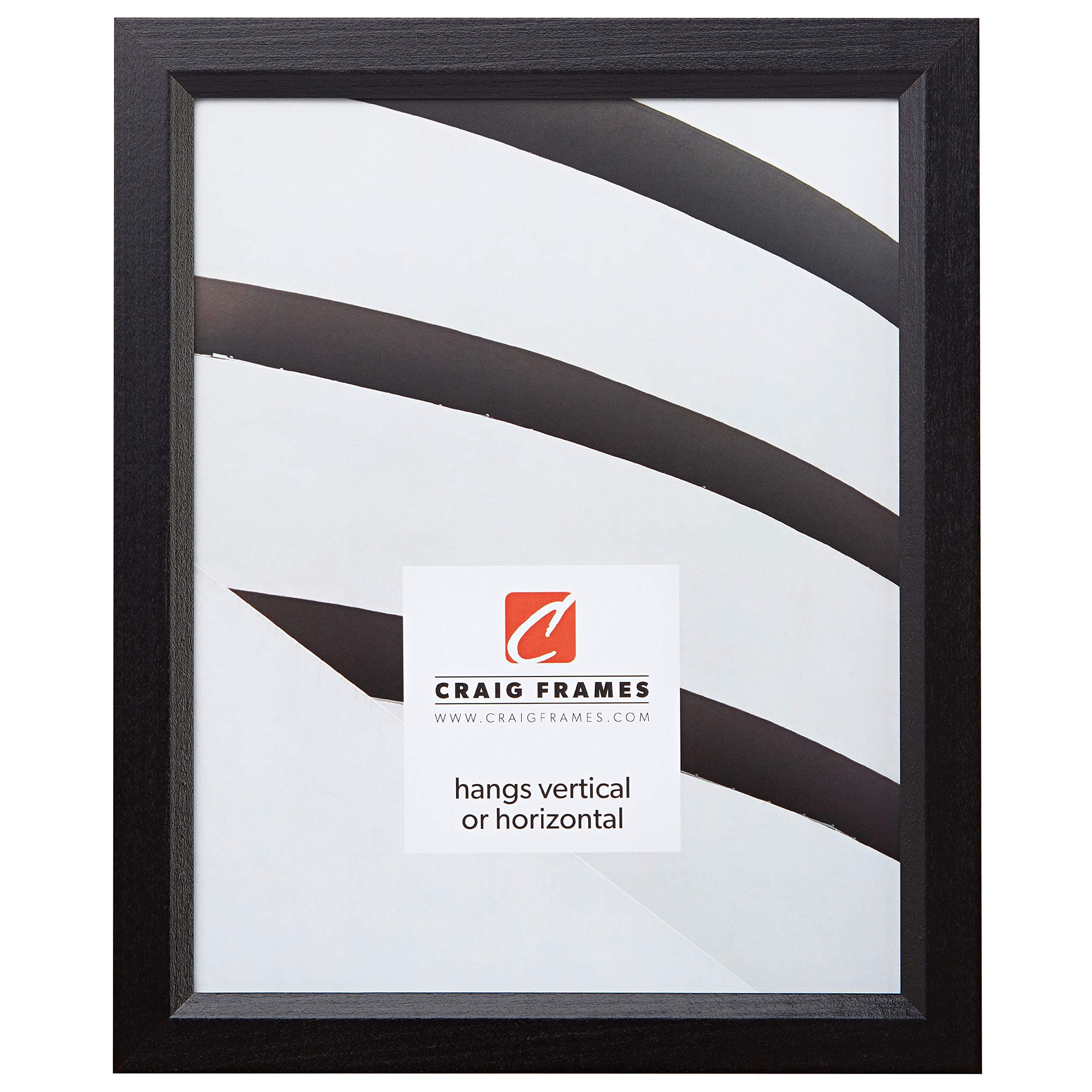Craig Frames 7171610BKC1633AAC 0.825-Inch Wide Picture/Poster Frame in Wood Grain Finish, 16 by 33-Inch, Solid Black