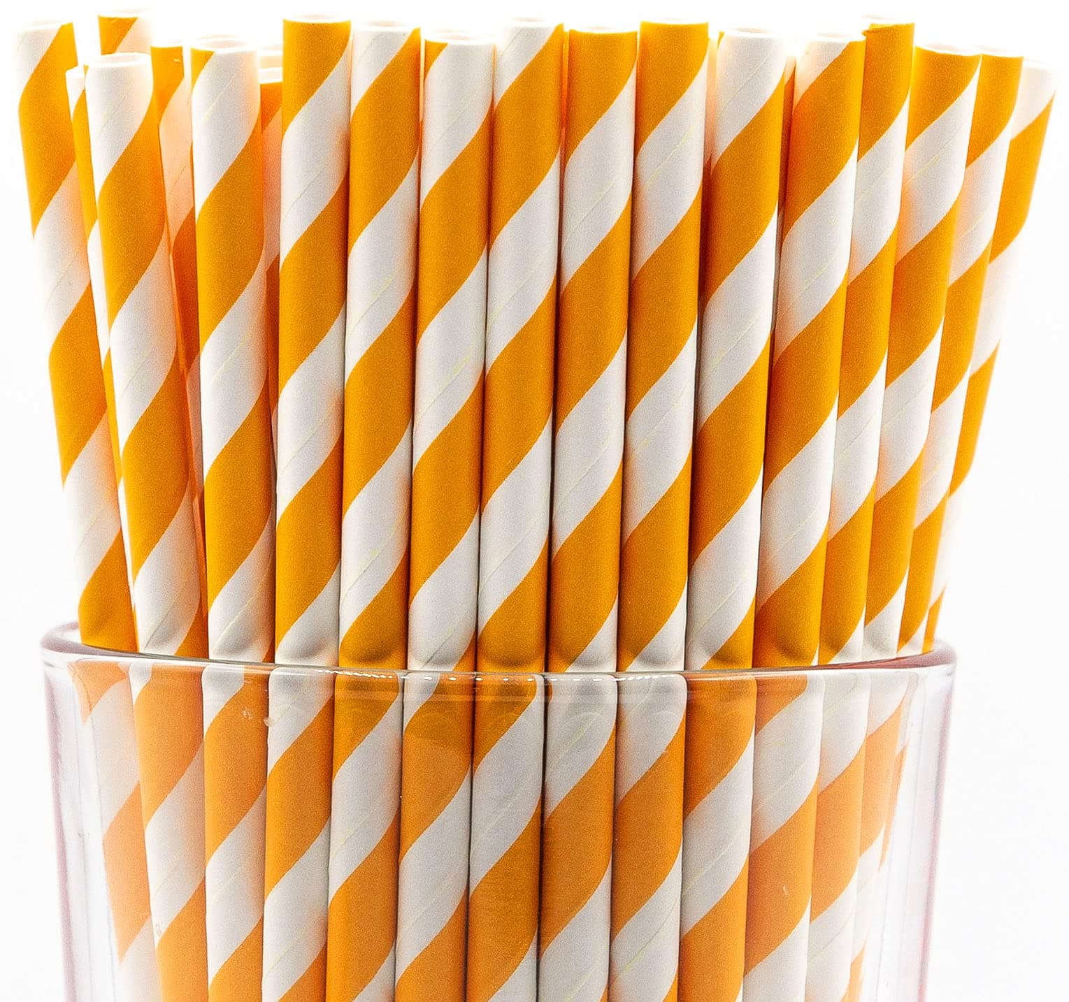 Pack of 900 Orange Swirls Biodegradable 4-Ply Paper Drinking Straws (Compostable, Non-toxic, BPA-free)