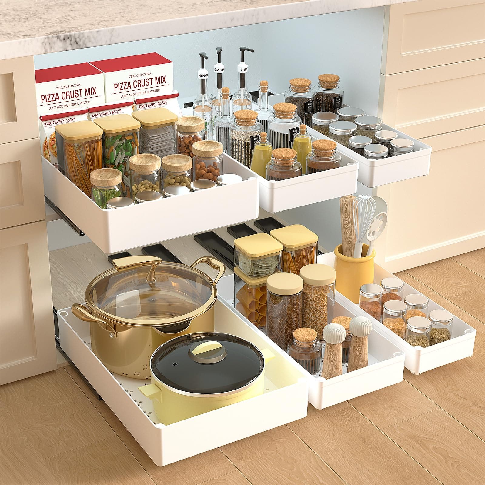 Stnopw 3 Pack Heavy Duty Pull Out Kitchen Cabinet Organizer,Kitchen Organization,Pull Out Drawers for Cabinets,Bathroom Under Sink Organizers and Storage,Bedroom Slide out Drawers,Pantry (2 pcs)