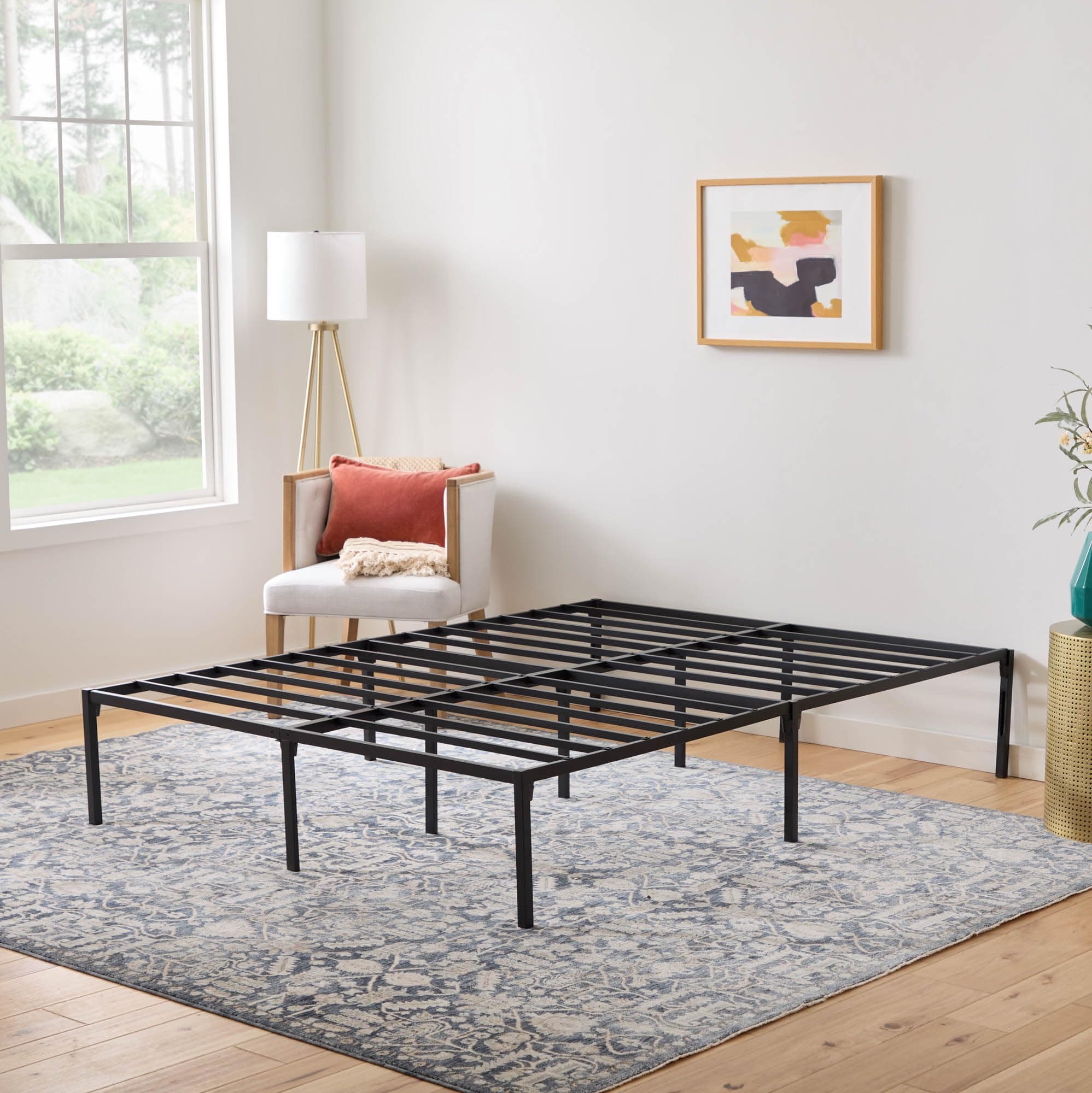 Linenspa Heavy Duty Metal Platform Bed Frame - No Box Spring Needed - Underbed Storage - Simple Tool Free Assembly - 14” High - Sturdy - Steel Slats - Sleek Modern Design - Twin XL Size