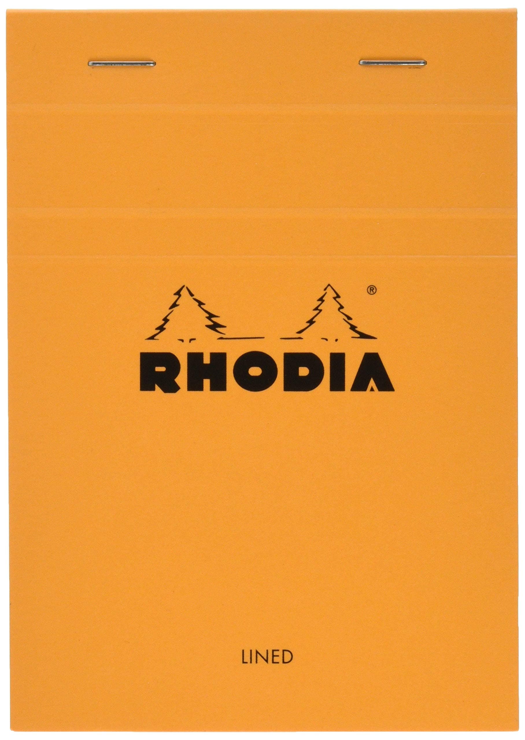 Rhodia cf13600 Notepad No. 13 (A6), 80 Sheets, Horizontal Ruled, Water Repellent Cover, Perforated Orange, Set of 2