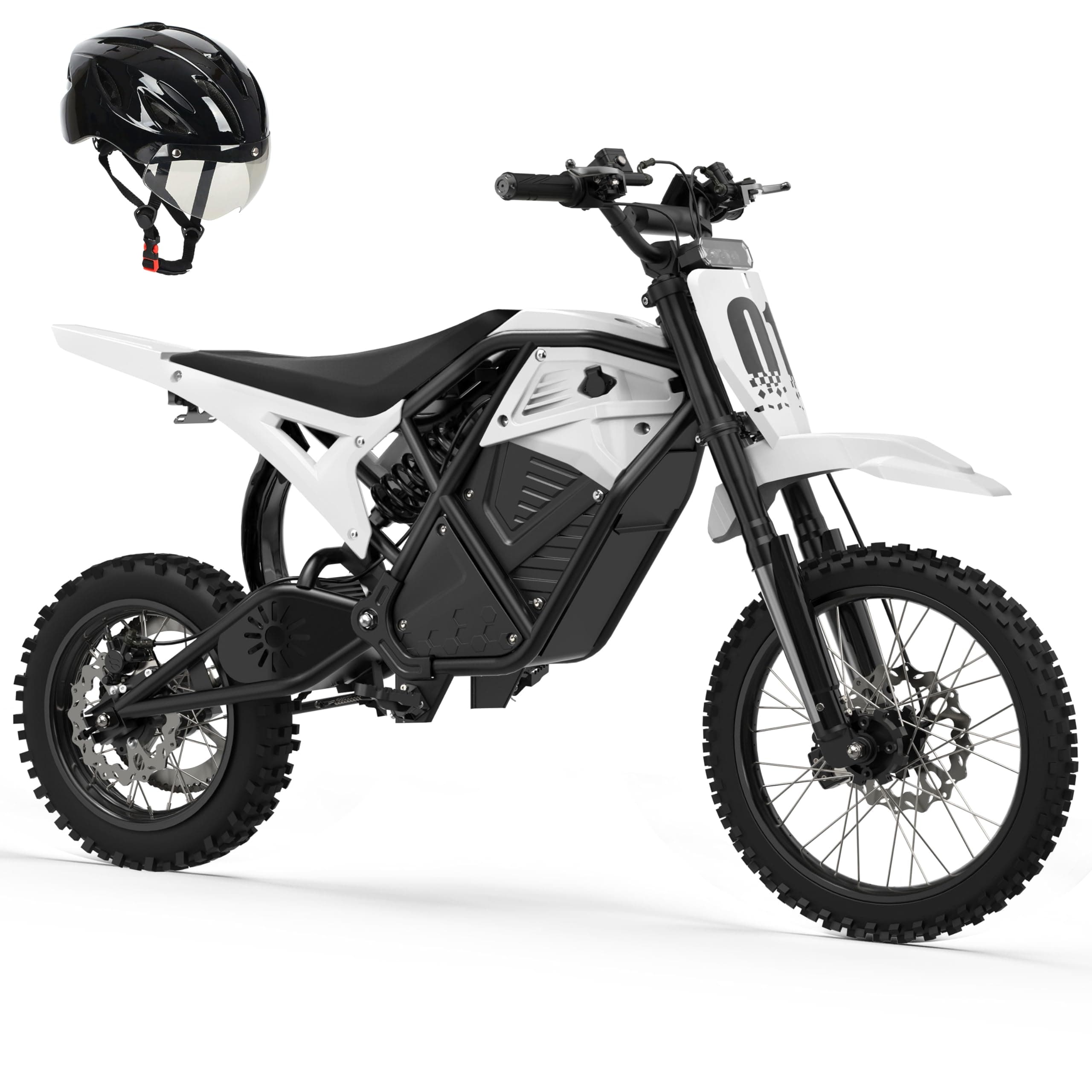 ESKUTE Electric Dirt Bike for Teens Adults, Mid-Drive Motor 3500W Peak, 53Mile Electric Motorcycle 48V23Ah Battery, Hydraulic Disc Brake, 38 mph, Hydraulic Nitrogen Dual Shock Absorbers,White