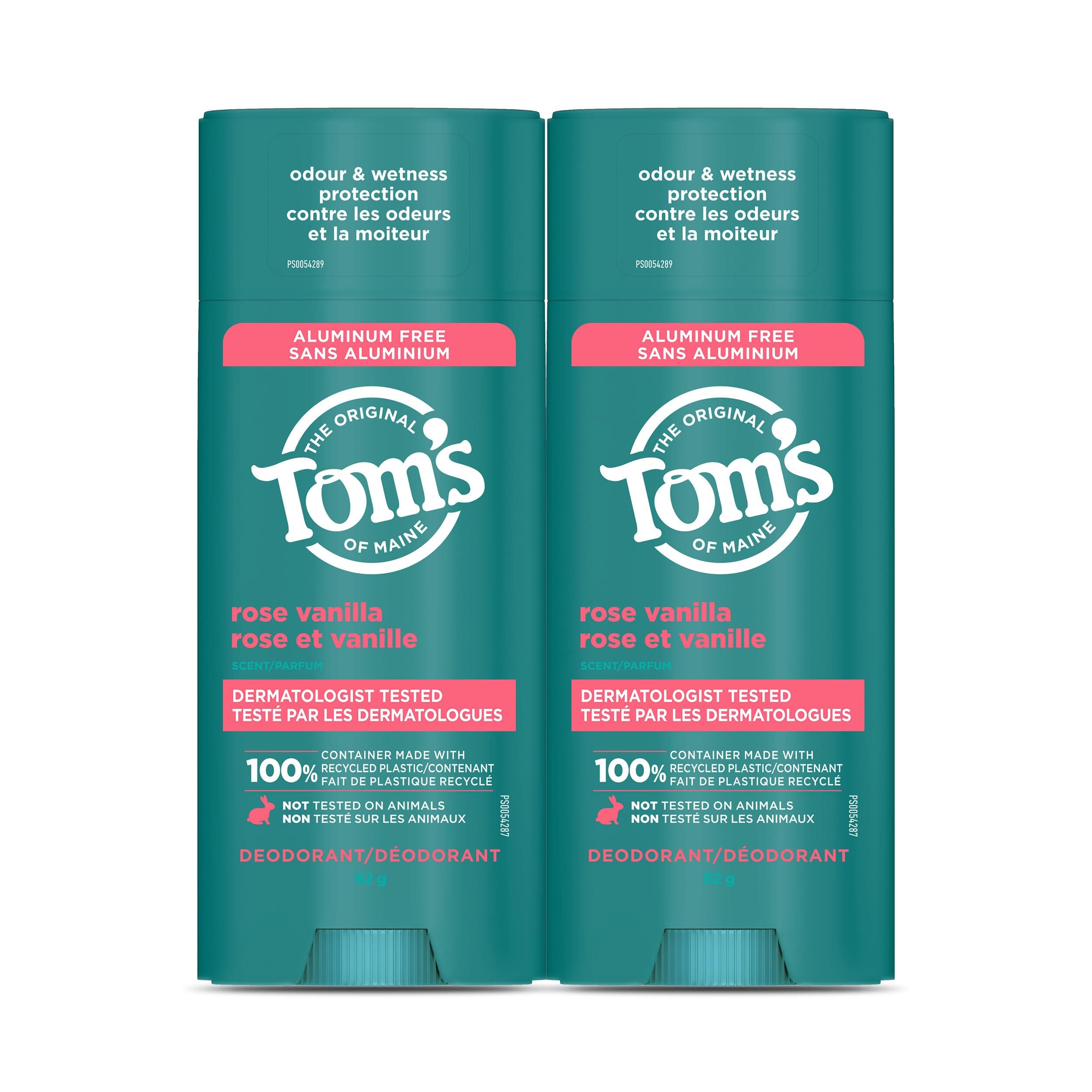 Tom’s of Maine Rose Vanilla Natural Deodorant, 92g (2 pack)