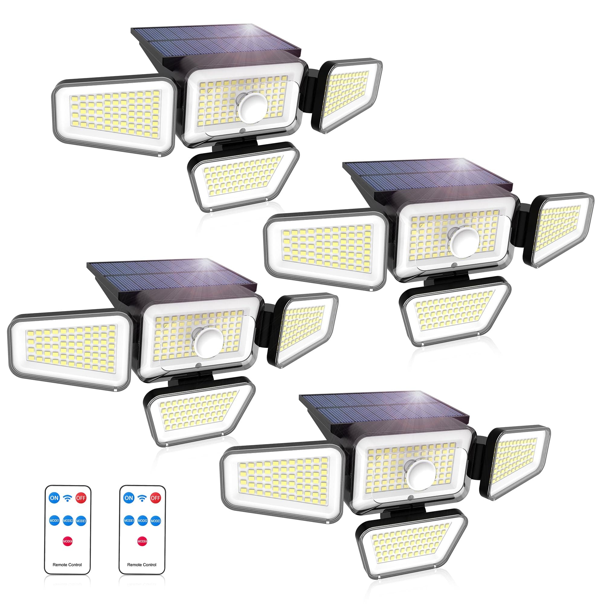 4 Pack Solar Lights Outdoor, 2500LM Motion Sensor Security Flood Lights
