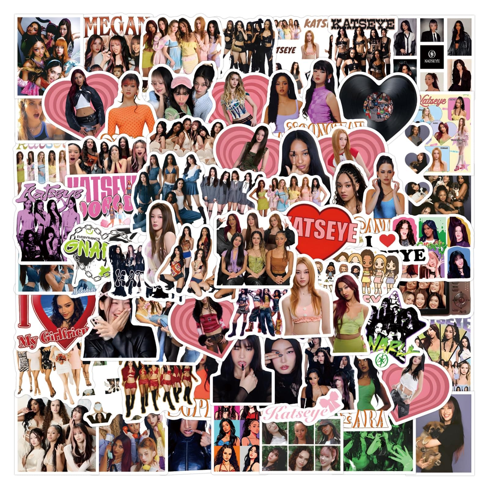 123pcs KATSEYE Stickers Set Waterproof Laptop Decals for Water Bottle, Laptop, Computer, Skateboard, Phone