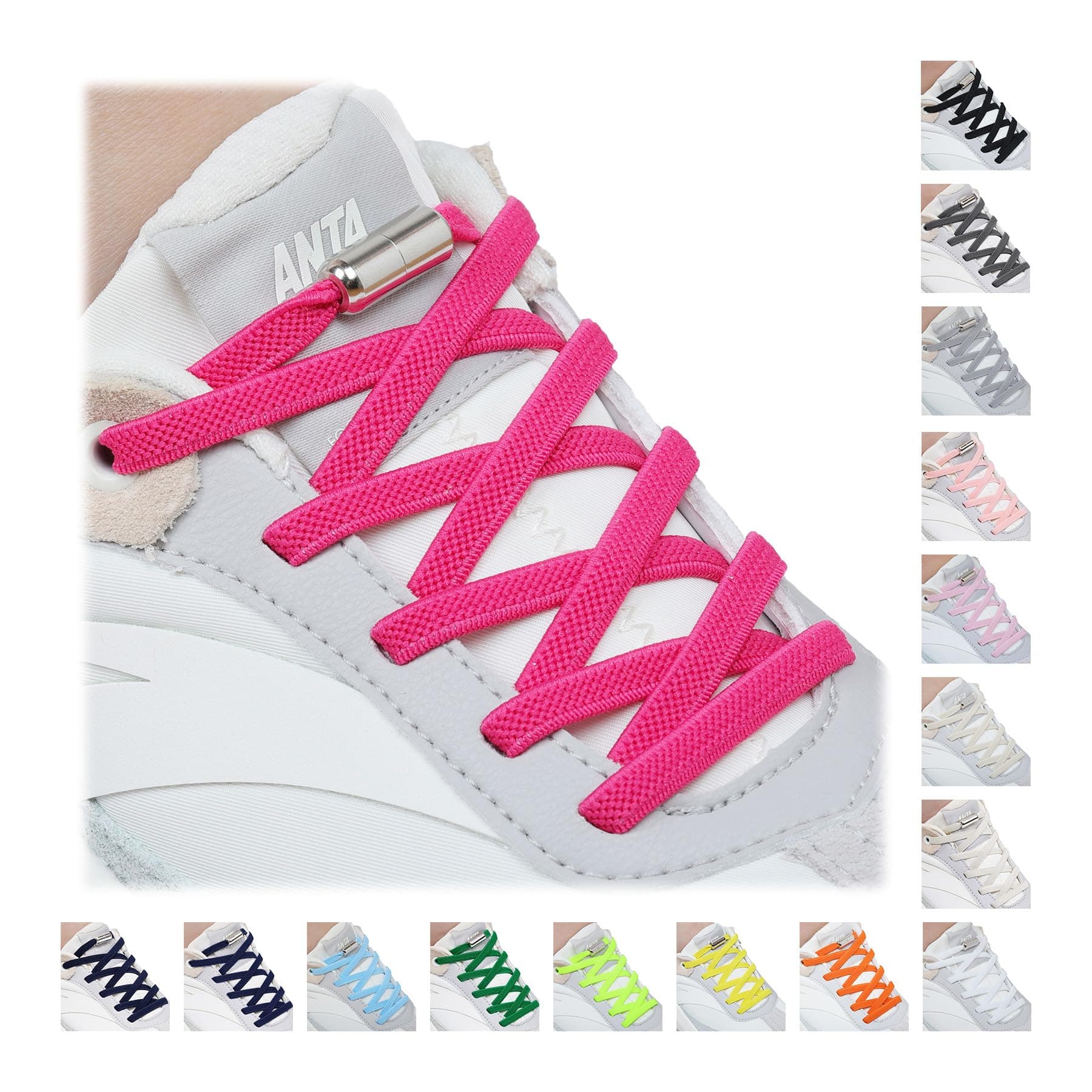Handshop No Tie Shoe laces, Elastic Shoelaces with Laces Lock Rose Red