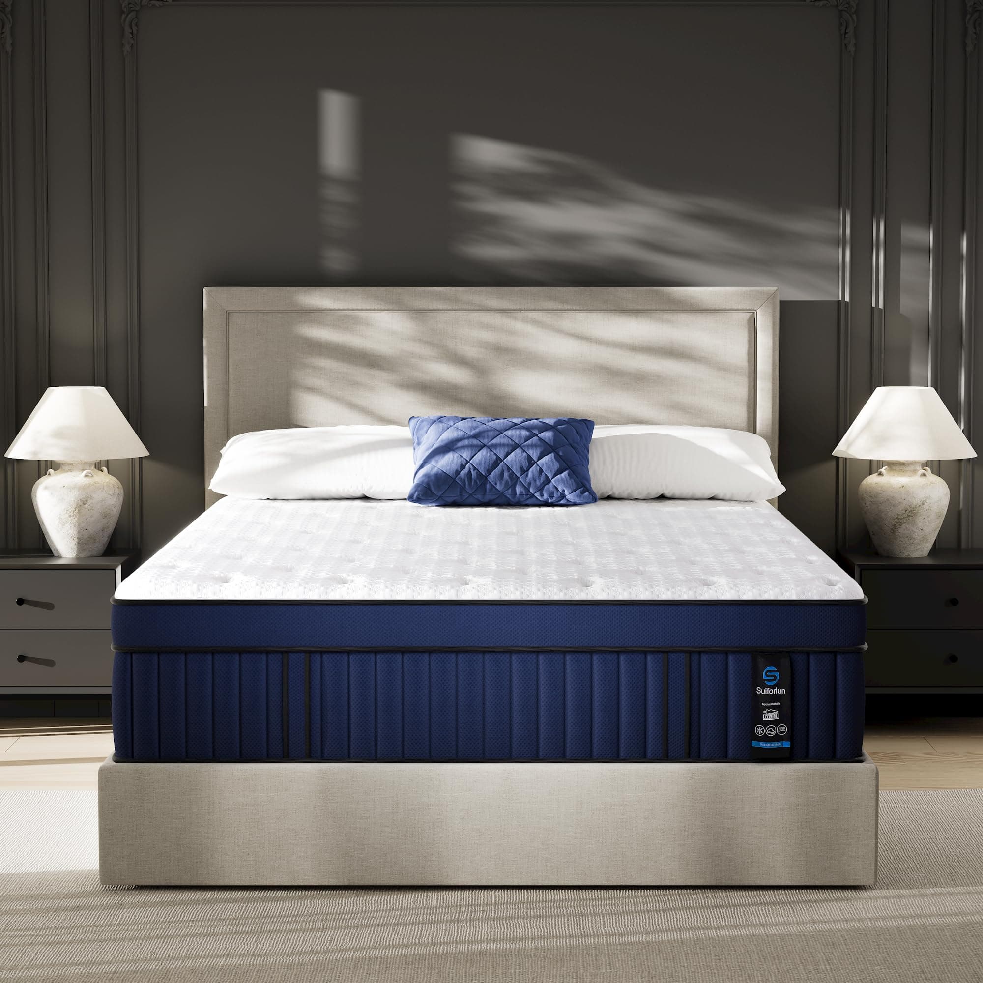 Suiforlun King Mattress Cooling, Medium Firm 14 Inch Gel Hybrid Mattress