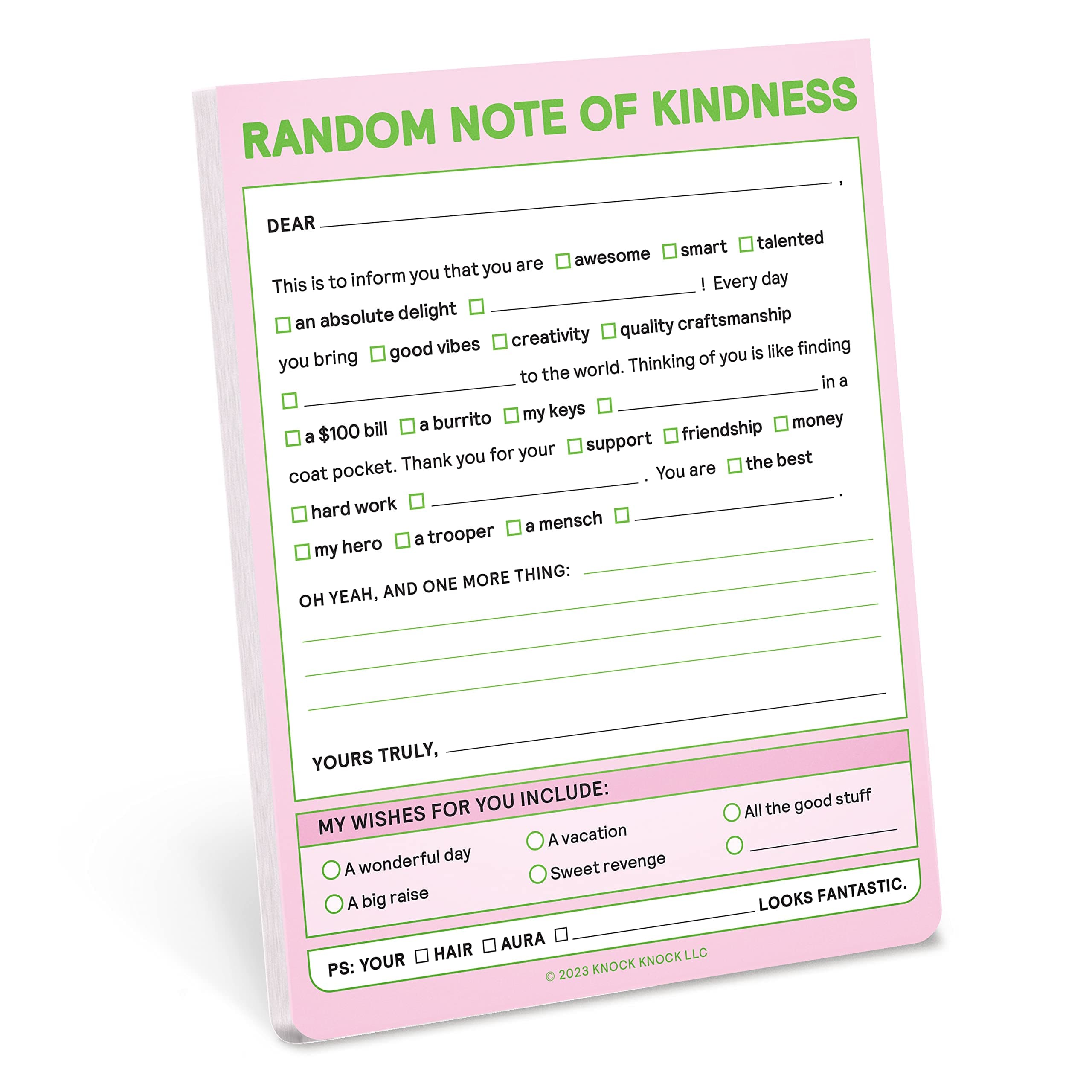 1-Count Knock Knock Random Note of Kindness Nifty Note Pads, Checklist Memo Pads, 4 x 5.25-inches each (Pastel)