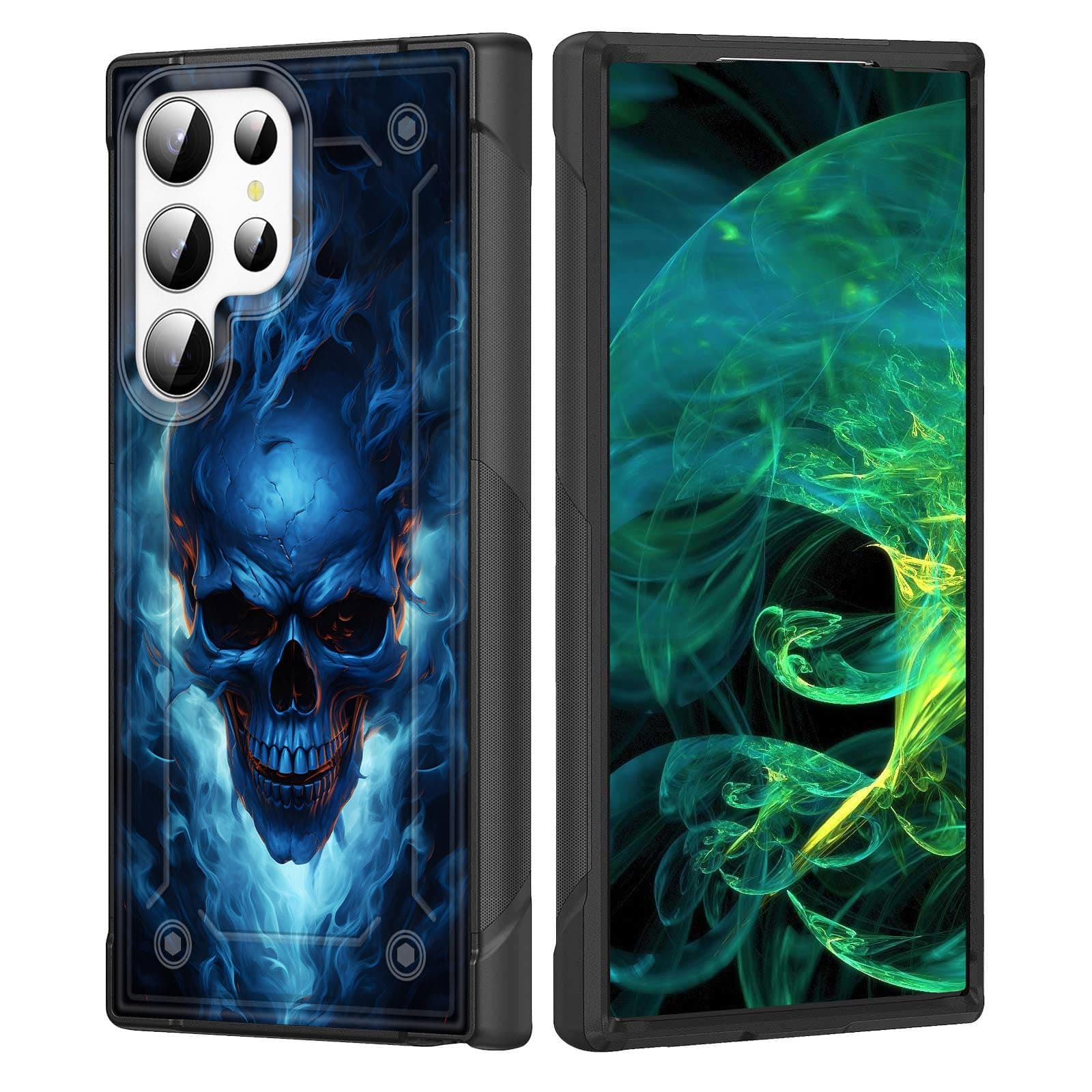 wiaekosef for Galaxy S25 Ultra Case,Heavy Duty Dual Layer Hard PC & Soft Silicone Rugged Bumper Shockproof Protective Case for Samsung Galaxy S25 Ultra 6.9'' 2025,Fire Skull