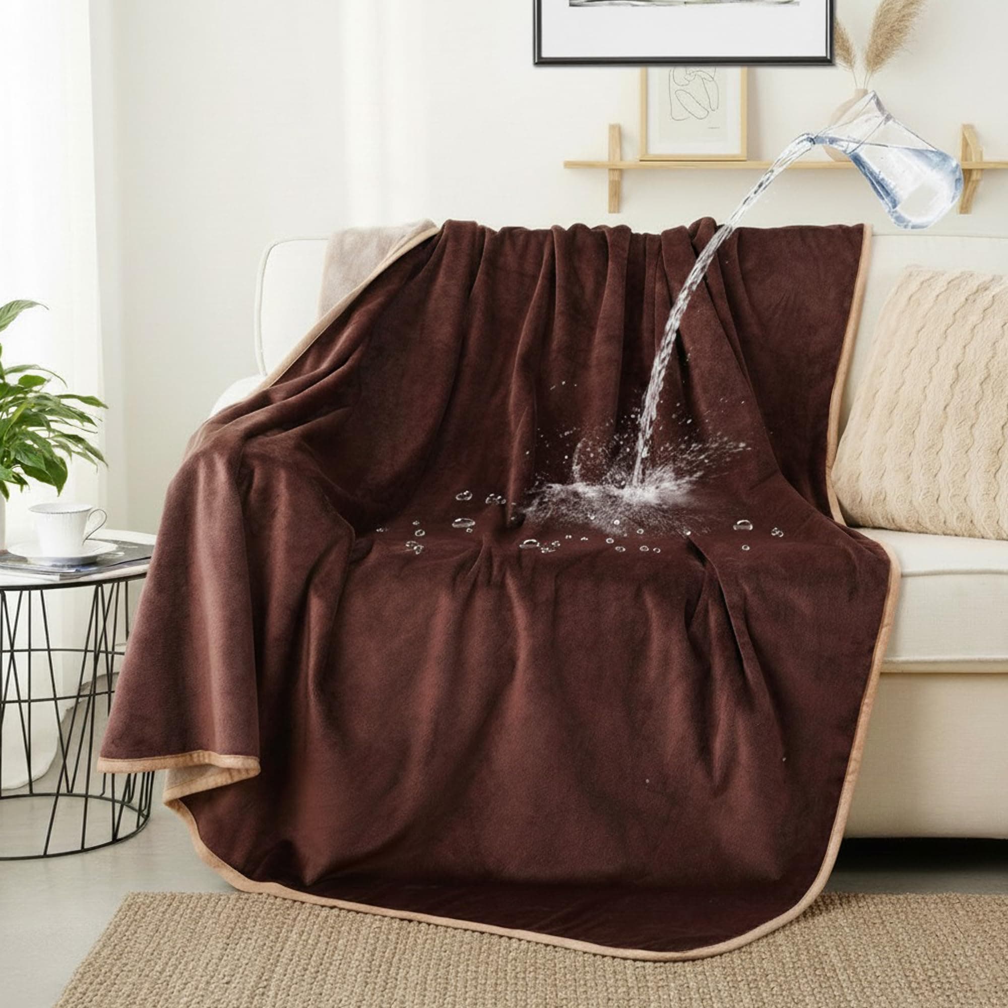 CAPT.SNOOZE Waterproof Dog Blanket for Couch Bed (Pure Brown, 30"x40")