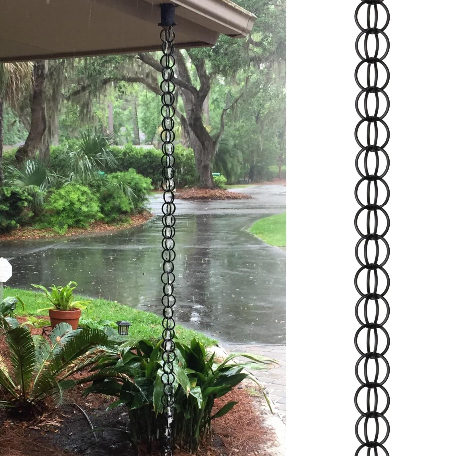 Ring Rain Chains Aluminum Alloy, Easy Hanging Gutter Rain Chain with Hook, 8ft 8.5ft 10ft 12ft Downspout Replacement Rain Bells (Size : 1m (3.3ft))