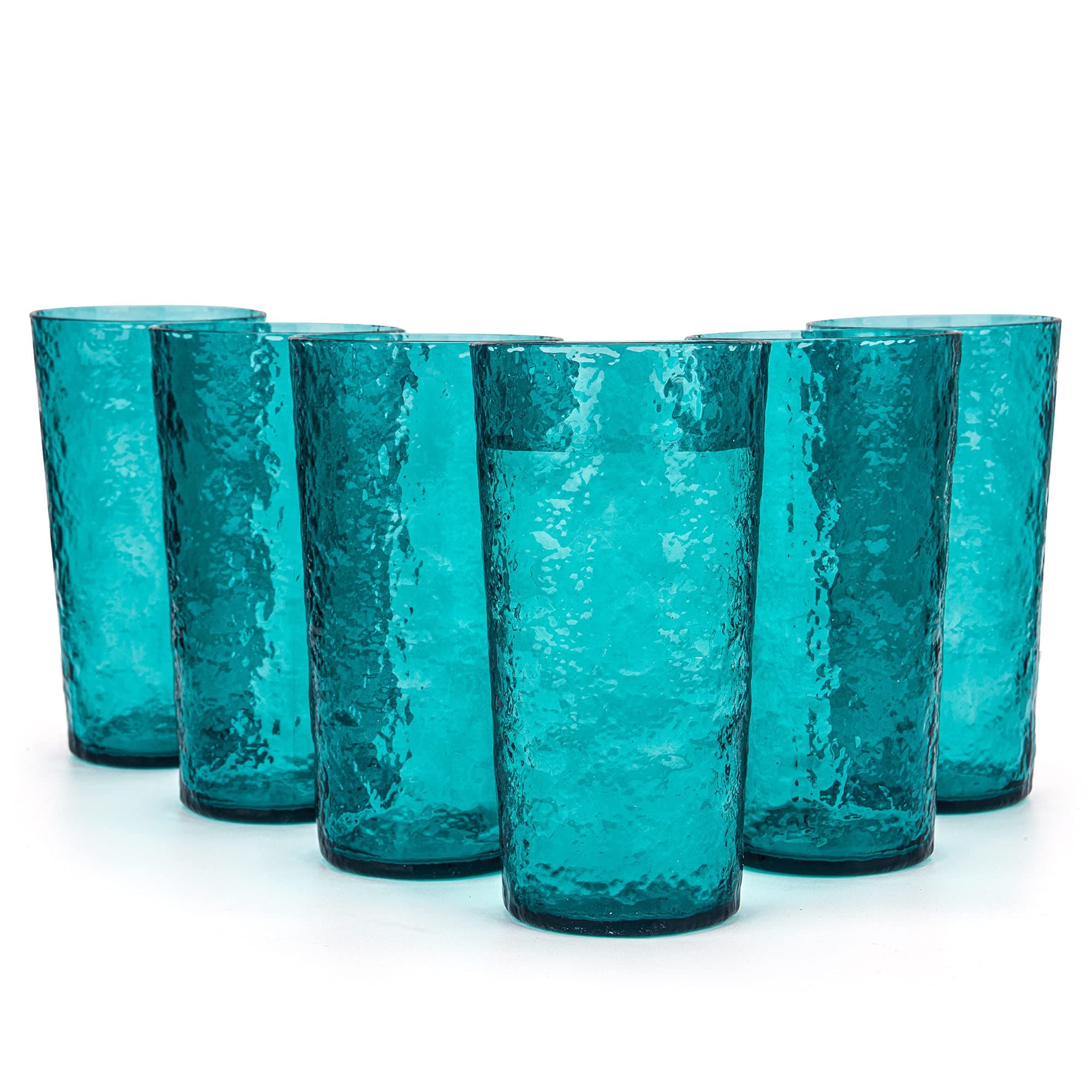 KX-Ware 18-Ounce Acrylic Highball Glasses Plastic Tumbler, Set of 6 Turquoise