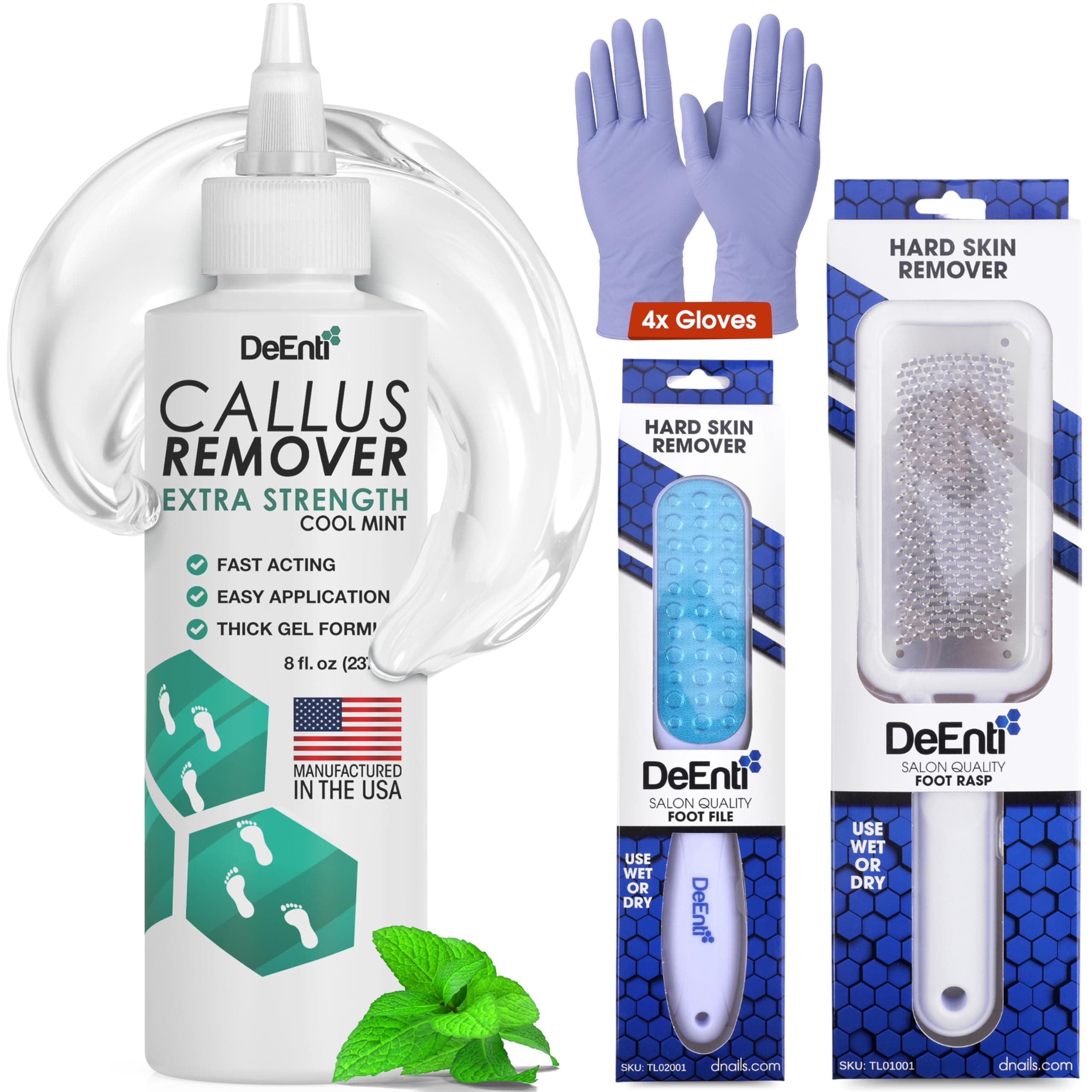 DeEnti Callus Maintenance Pack, Mint Callus Remover, Foot Rasp and File Kit