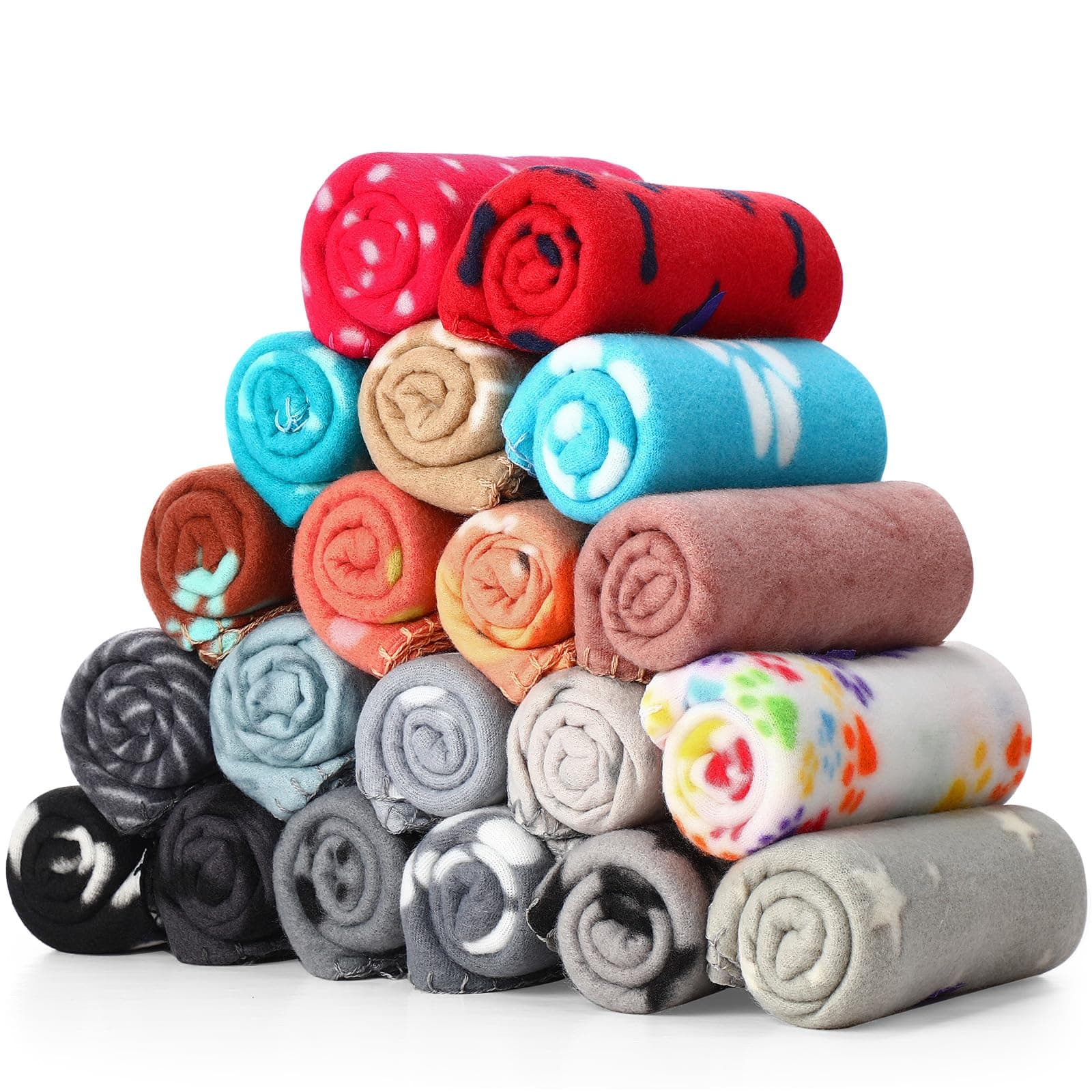 Eccliy 20 Pcs Puppy Blanket Fleece Pet Dog Throw,39 x 35 Inch,Mix