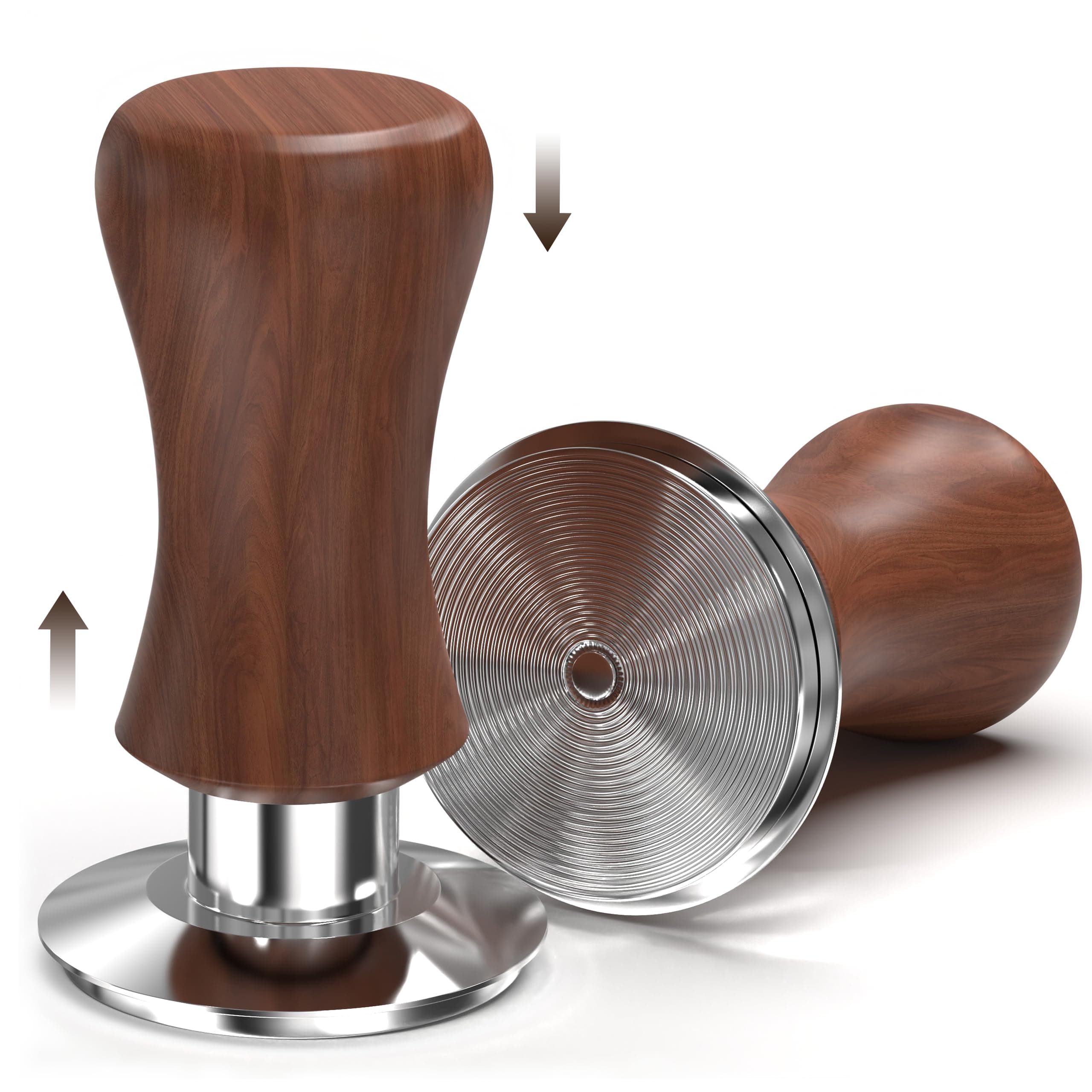 KYONANO 53.3mm Espresso Coffee Tamper, 30lb Spring-Loaded Calibrated Tamper with 304 Stainless Steel, Cuibourtia Wooden-Handle, Barista Tamper Compatiable with Over 53MM Espresso Portafilter