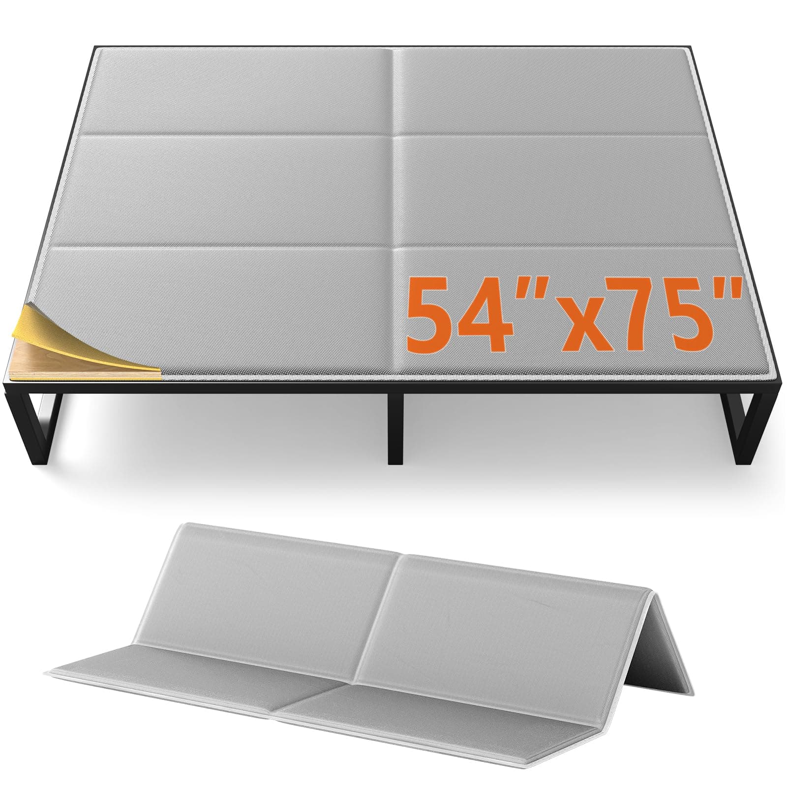 20mm Heavy Duty MDF Bunkie Board Full Size (54"x75") w/ Foam Padding, Low Profile Bed Board for Sagging Mattress, Noise Minimizing & Breathable for Platform, Slatted and Metal Frames