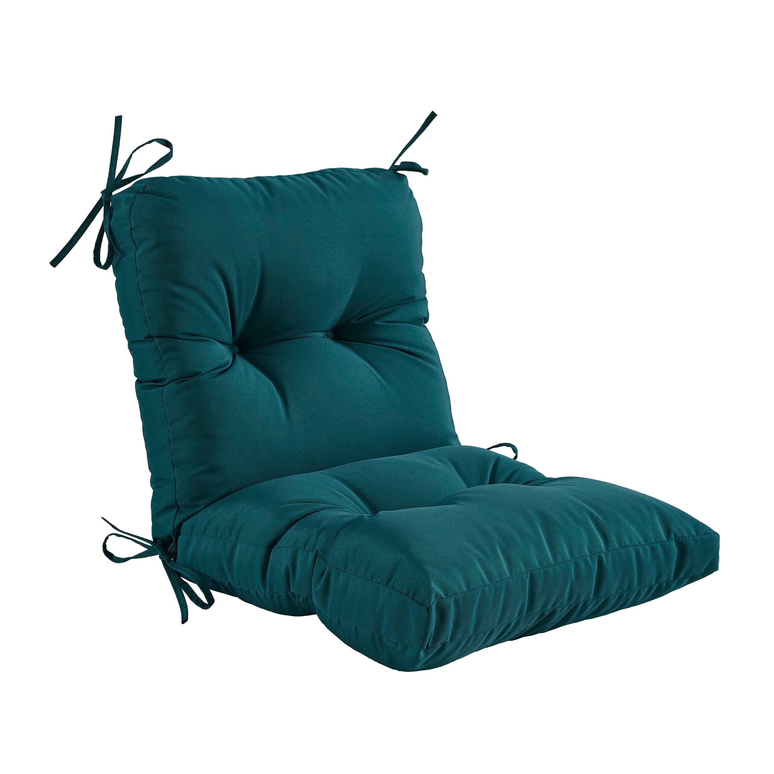 YOOZEKU Outdoor Indoor Seat/Back Chair Tufted Cushion,All-Weather Wicker Chair Cushion with Ties,for Patio Furniture,Dark Green