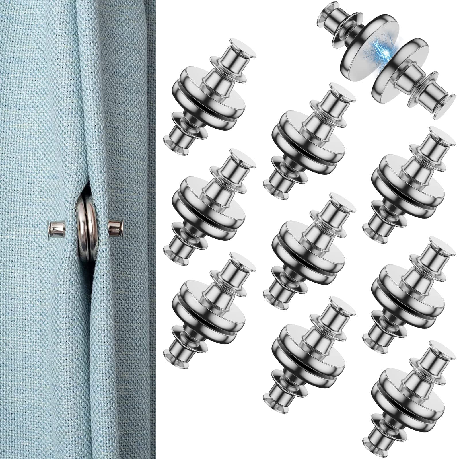 10Pairs Magnetic Curtain Buckle, Heavy-Duty Magnets Closure, Powerful Windproof Weight for Bedroom Office