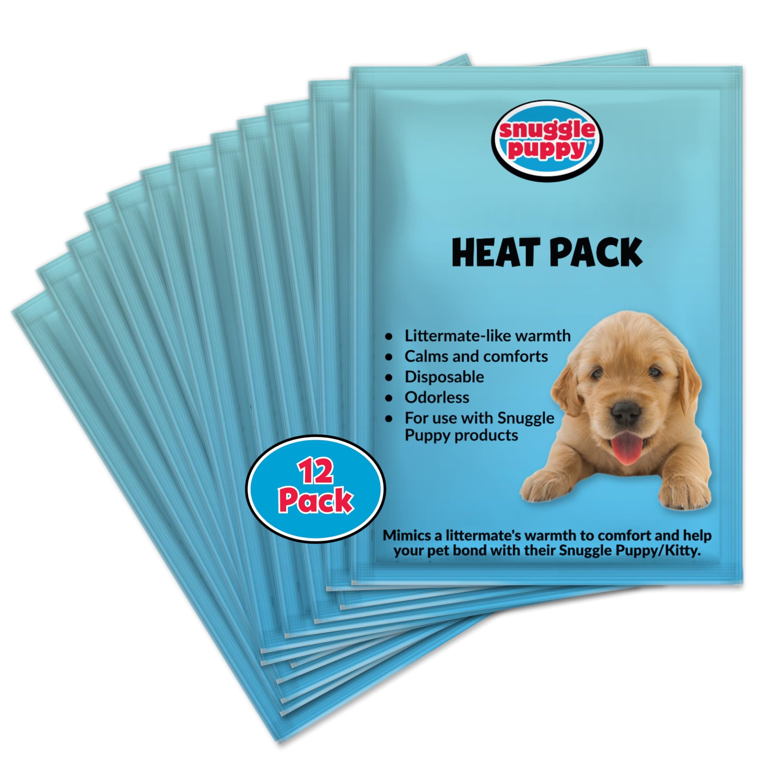 Snuggle Puppy Replacement Heat Packs - 12 Odourless, Long Lasting Disposable Warmers Made with All Natural Ingredients