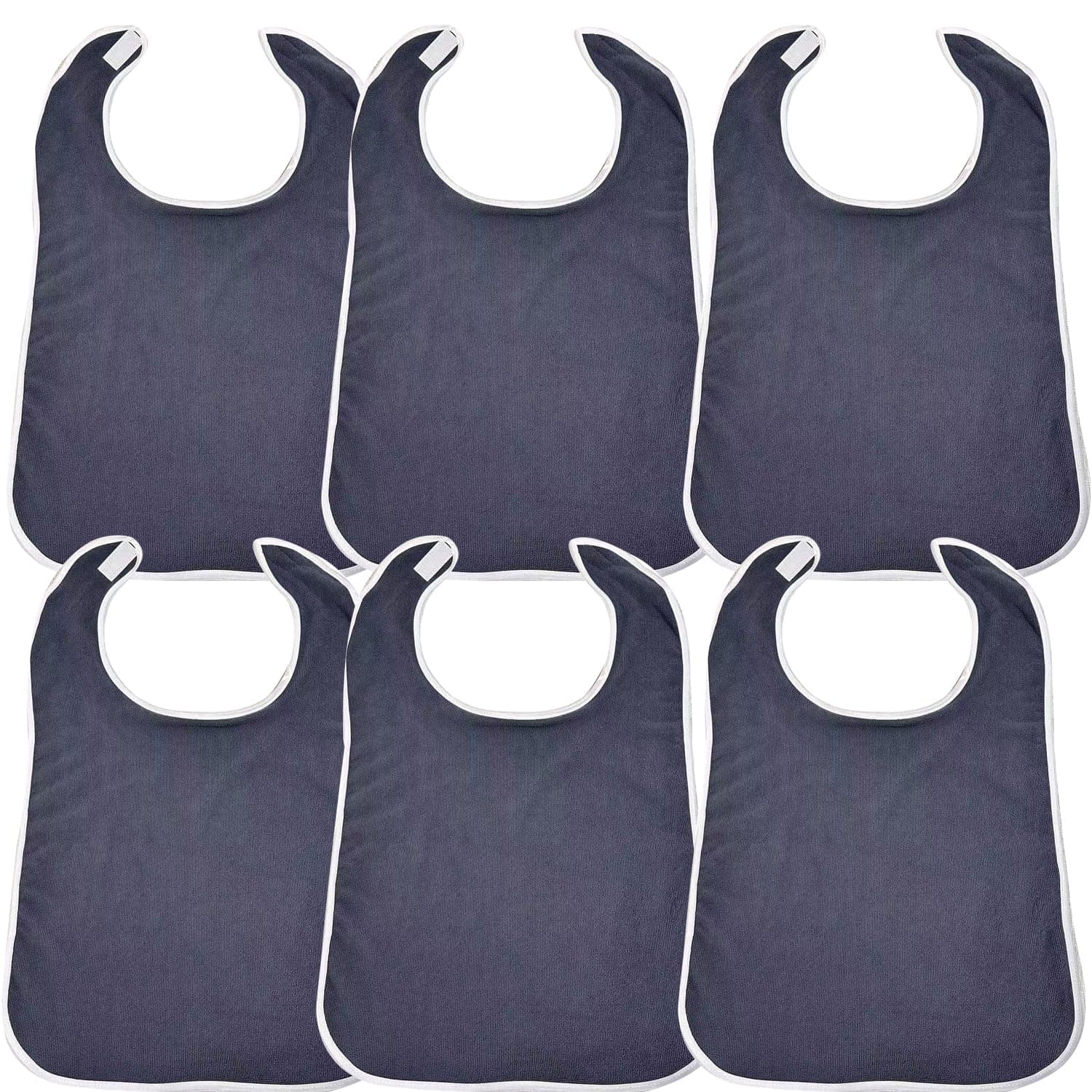 eYourlife2012 5 Pack Adult Bibs for Elderly Eating Reusable Washable Adult Terry Cloth Bibs for Adults Disabled Special Needs (Navy)
