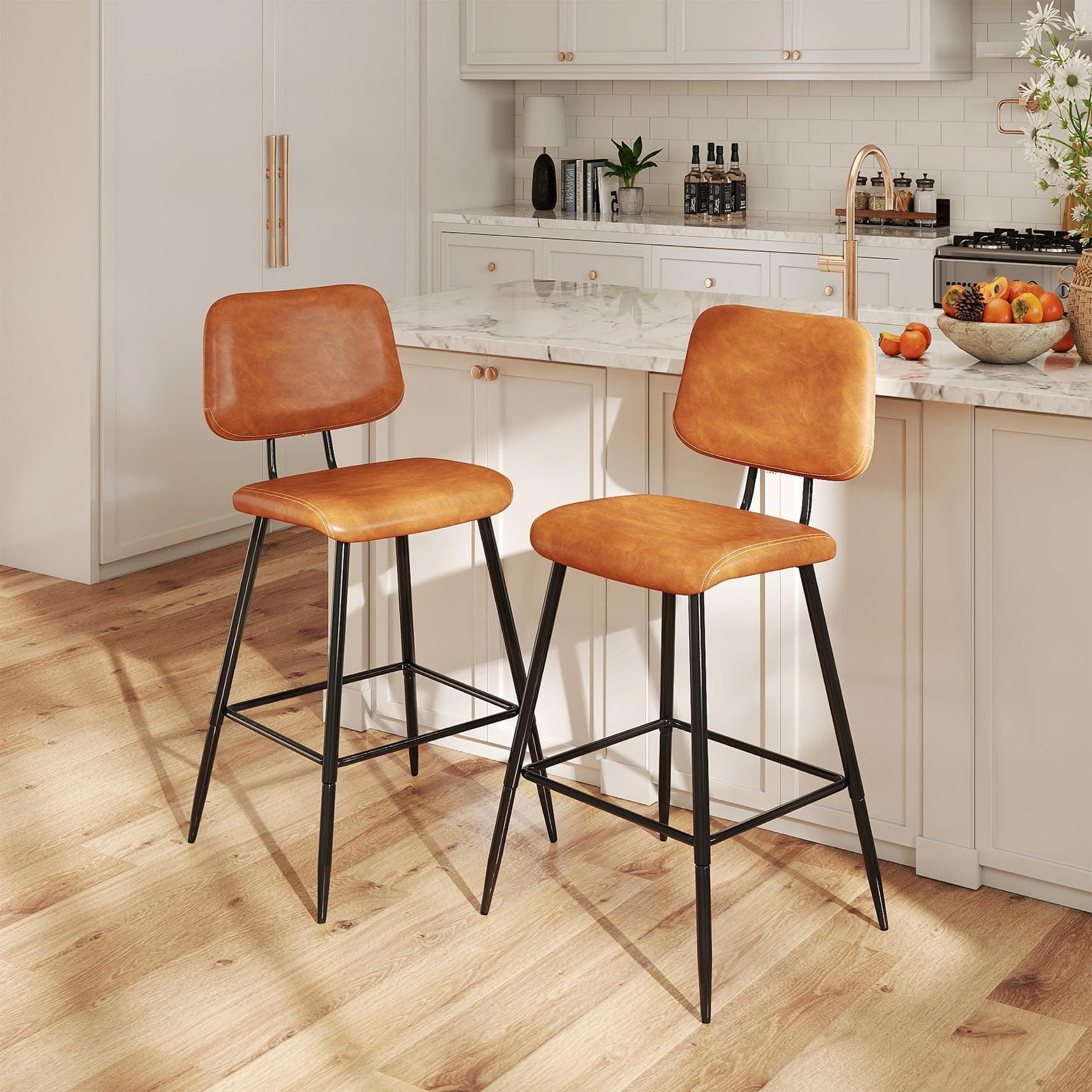 26 Inch Counter Height Bar Stools/Barstool Set of 2 with High Backrest