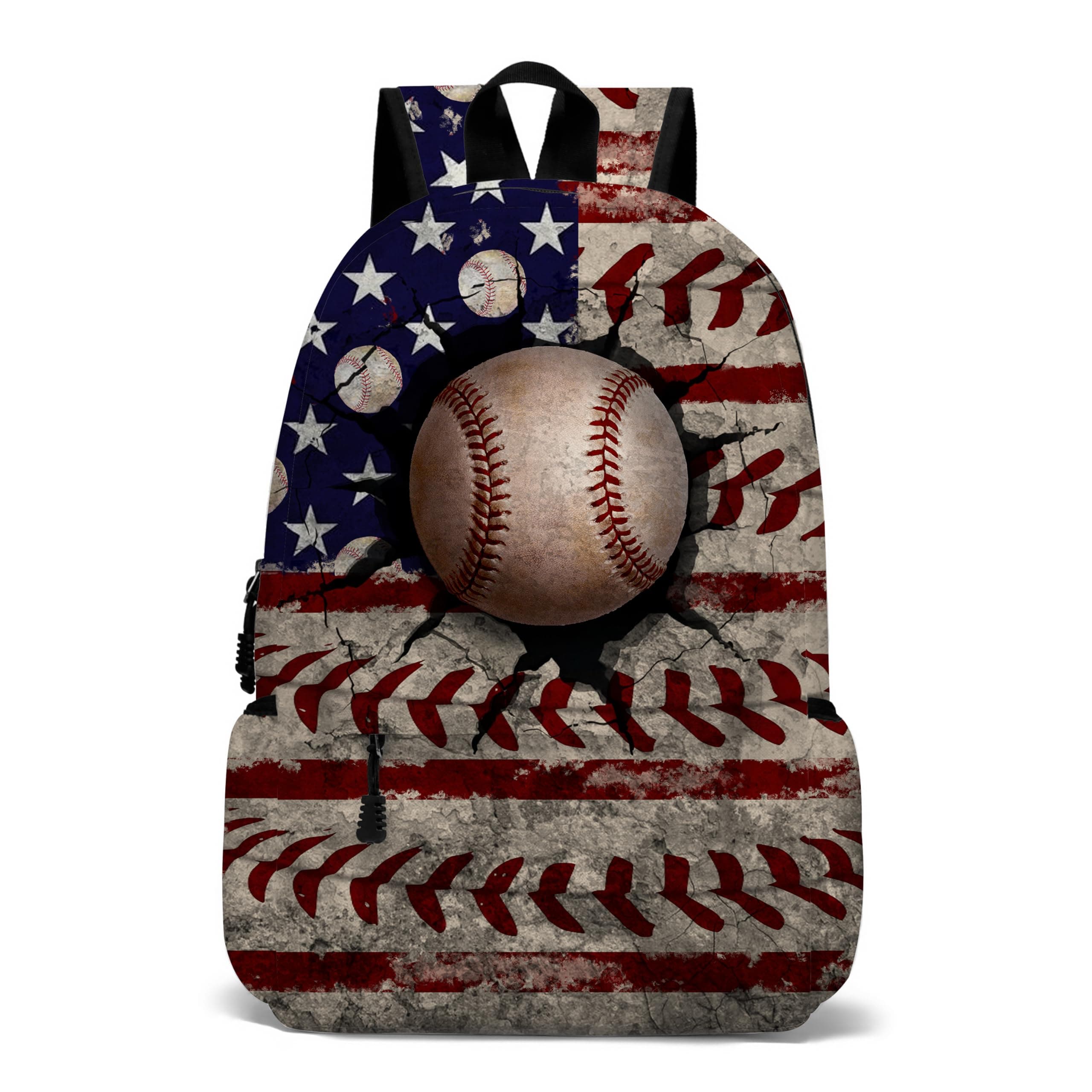 ROVOZAR Backpack 17 Inch Sport Laptop Backpack For Adult Men Large Bags for Travel Hiking Camping Daypack, 16inch-flag Baseball01, Daypack Backpacks